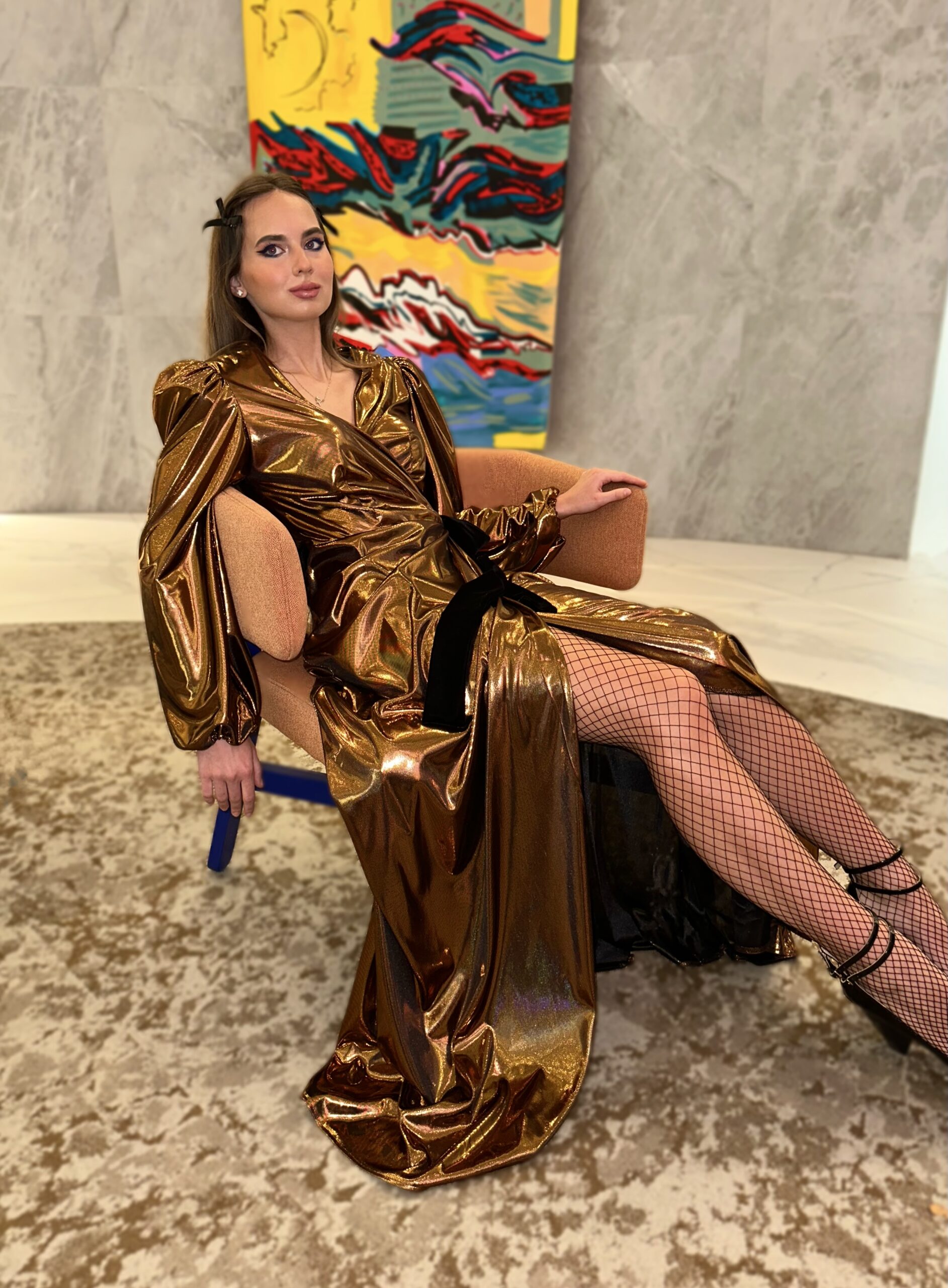 Stunning liquid gold long dress