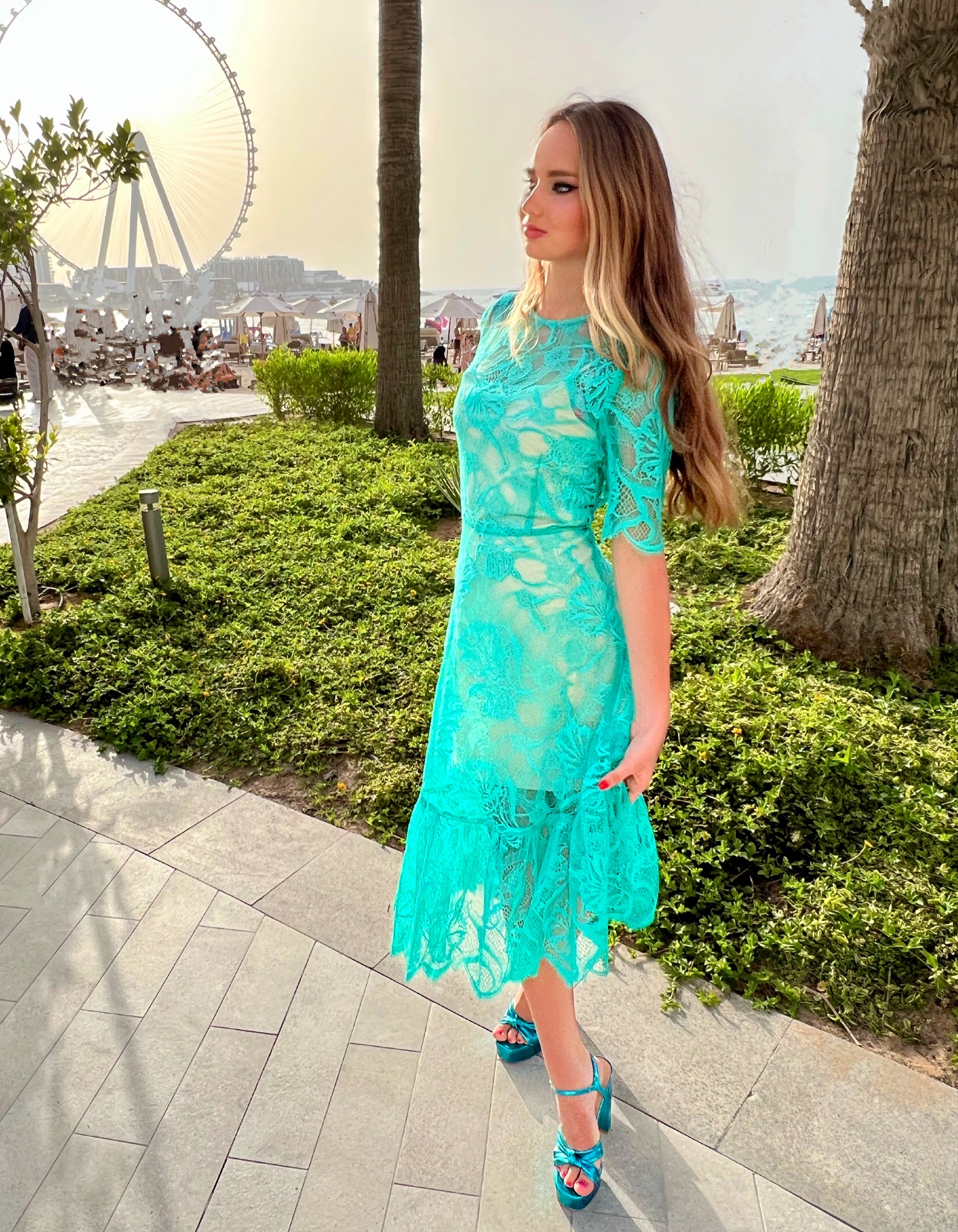 Tender azure lace dress