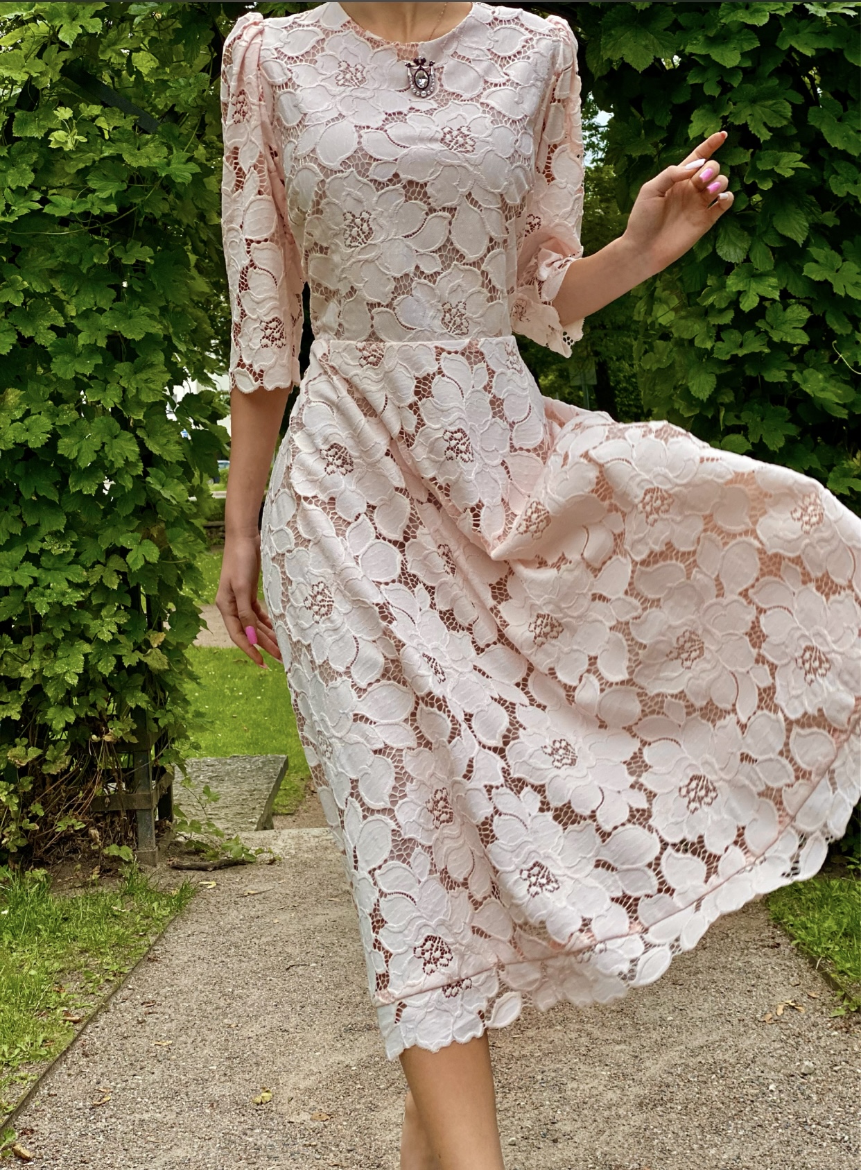 Light peach lace dress