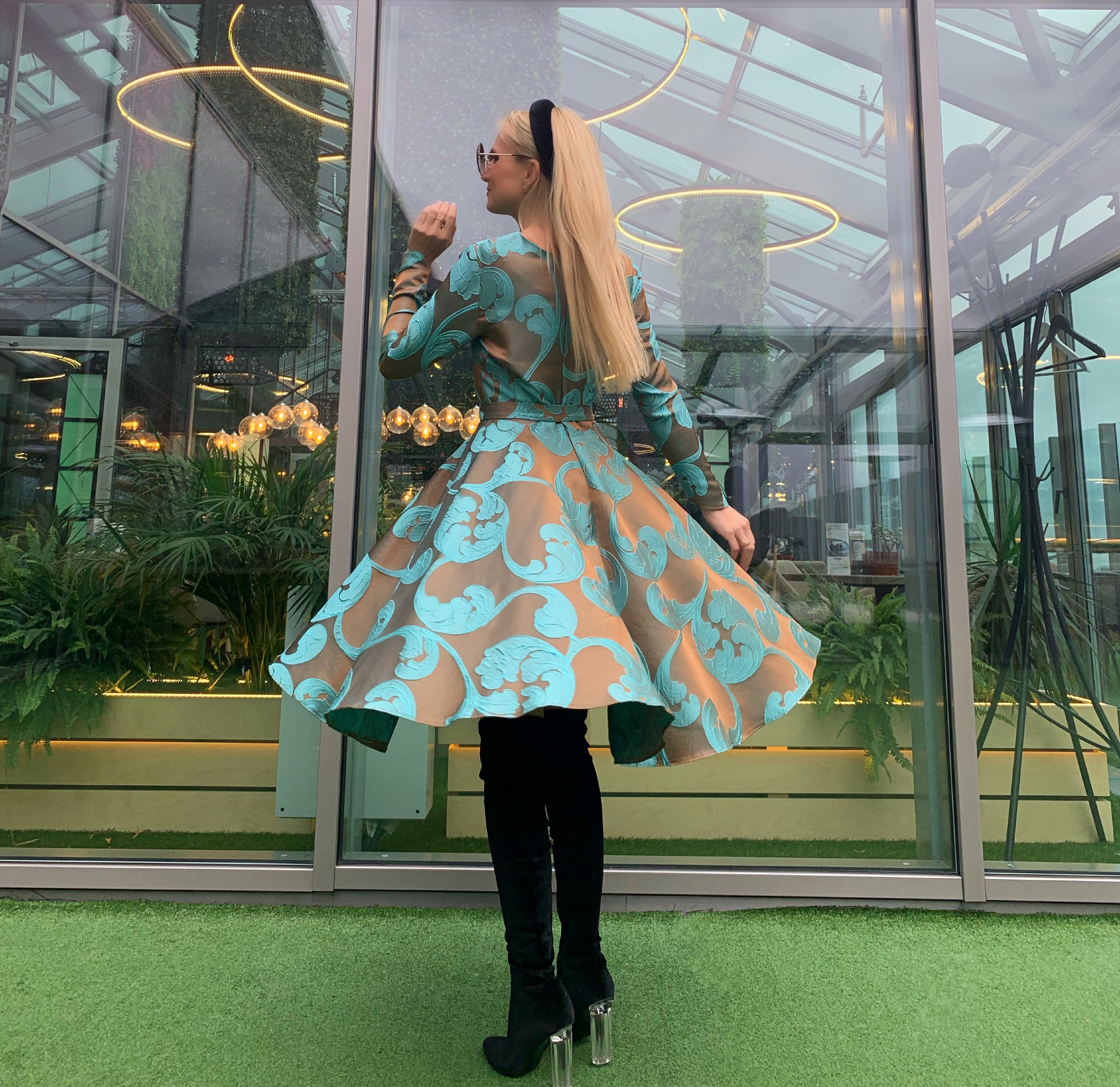 Azure & Bronze color dress