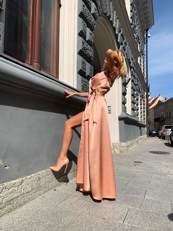 Salmon long dress