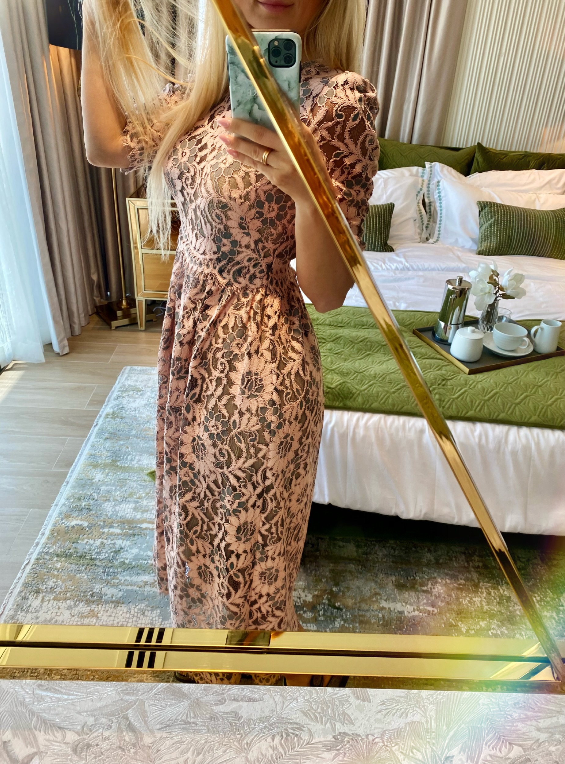 Lux lace ashy rose dress