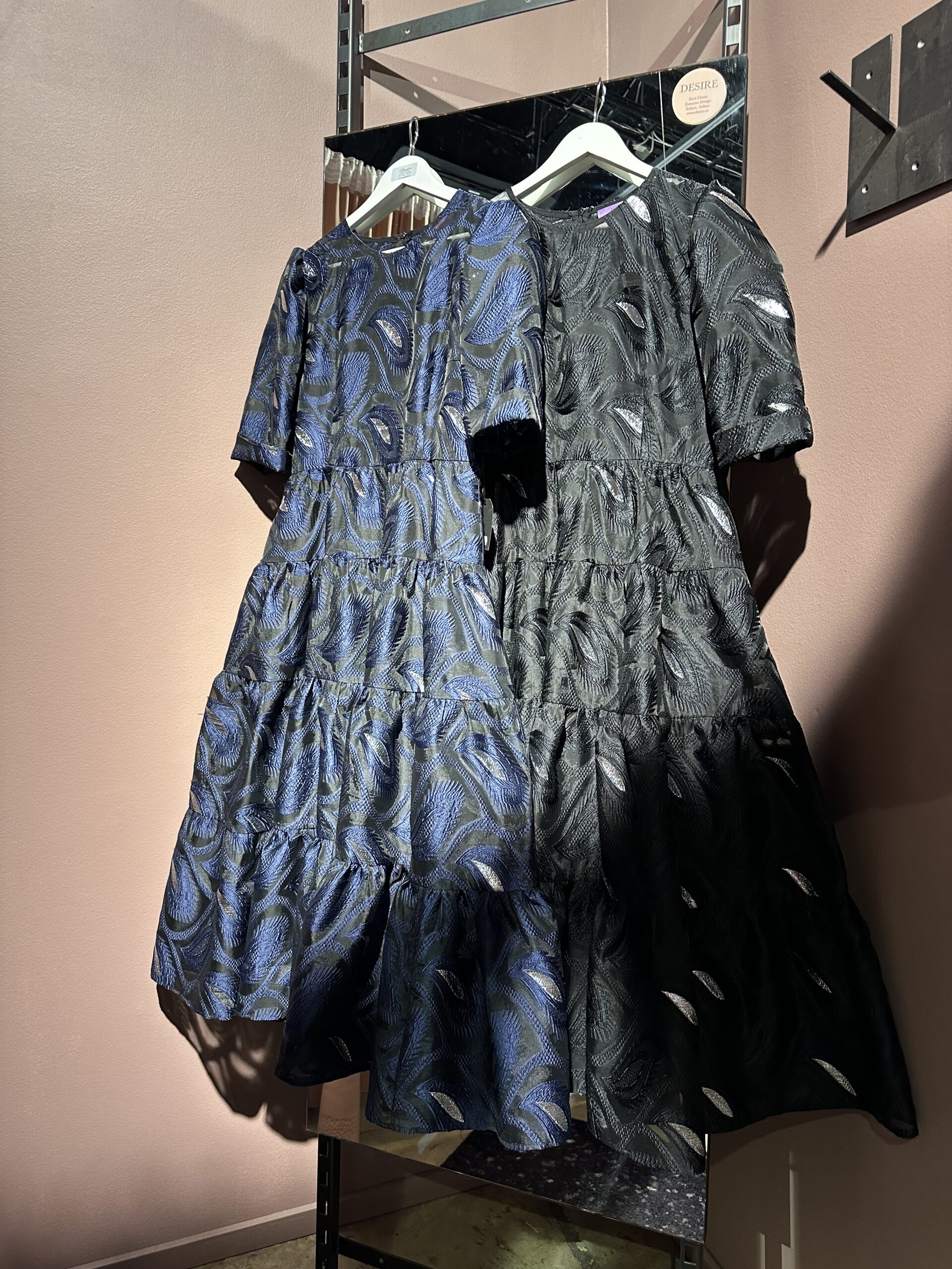 Black and Navy color fluffy ruffles (with an underdress)