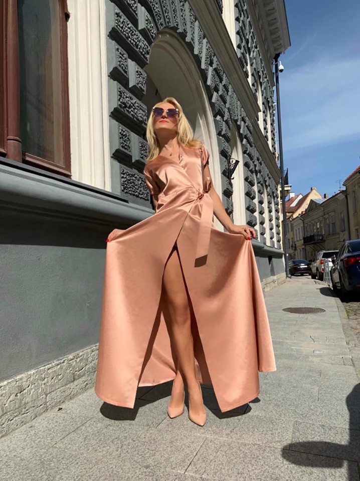 Salmon long dress
