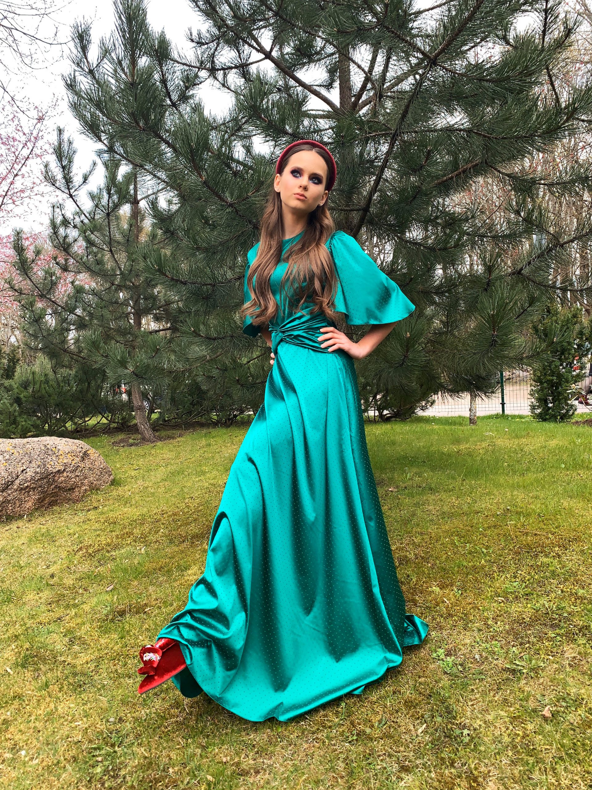 Emerald green long dress