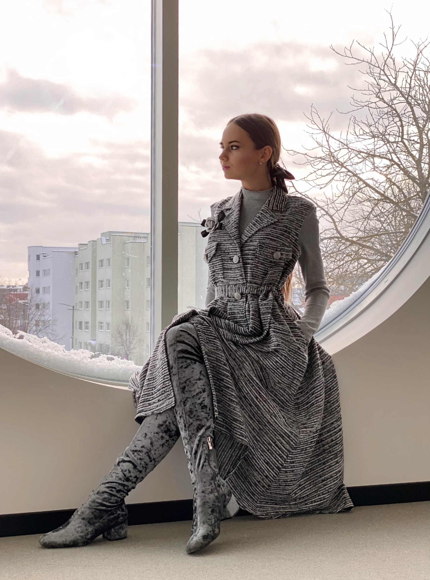 Grey stripe dress