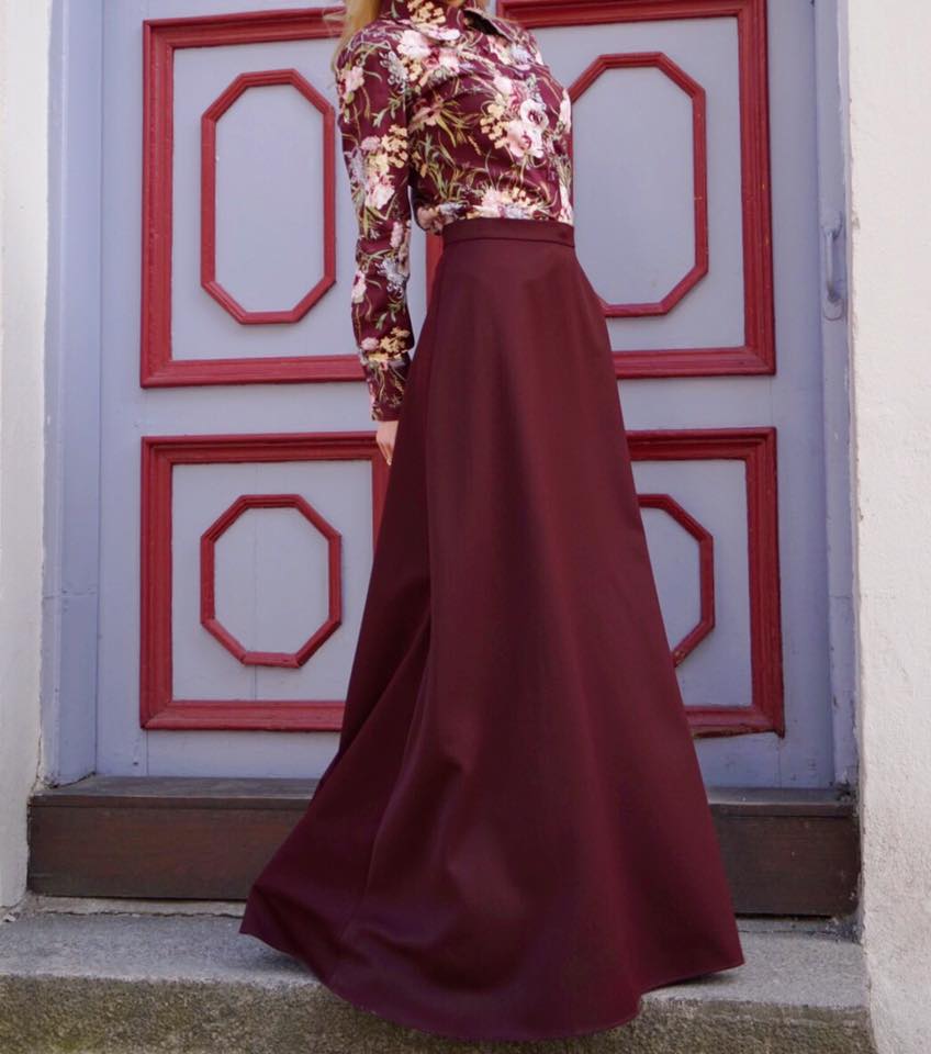 Long burgundy skirt