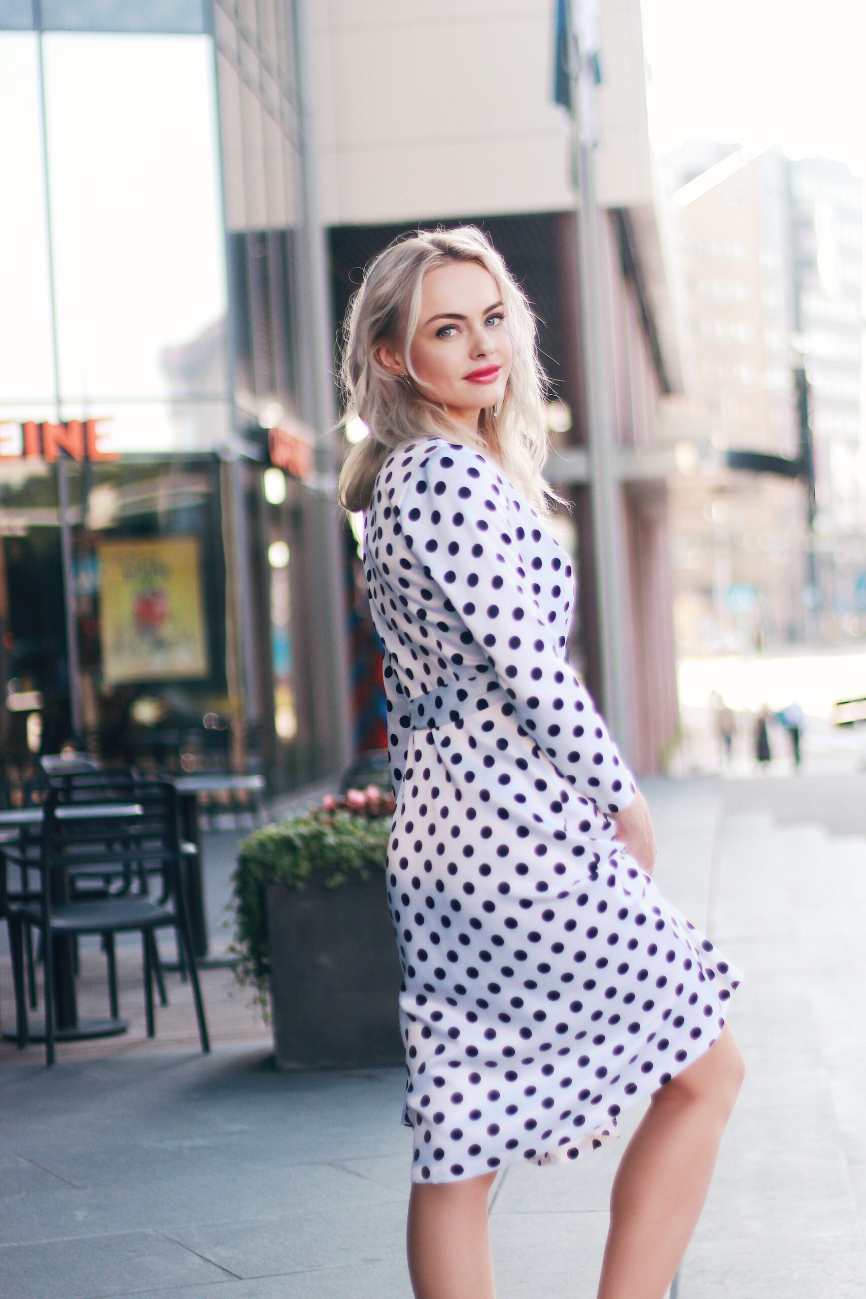 White polka dot dress