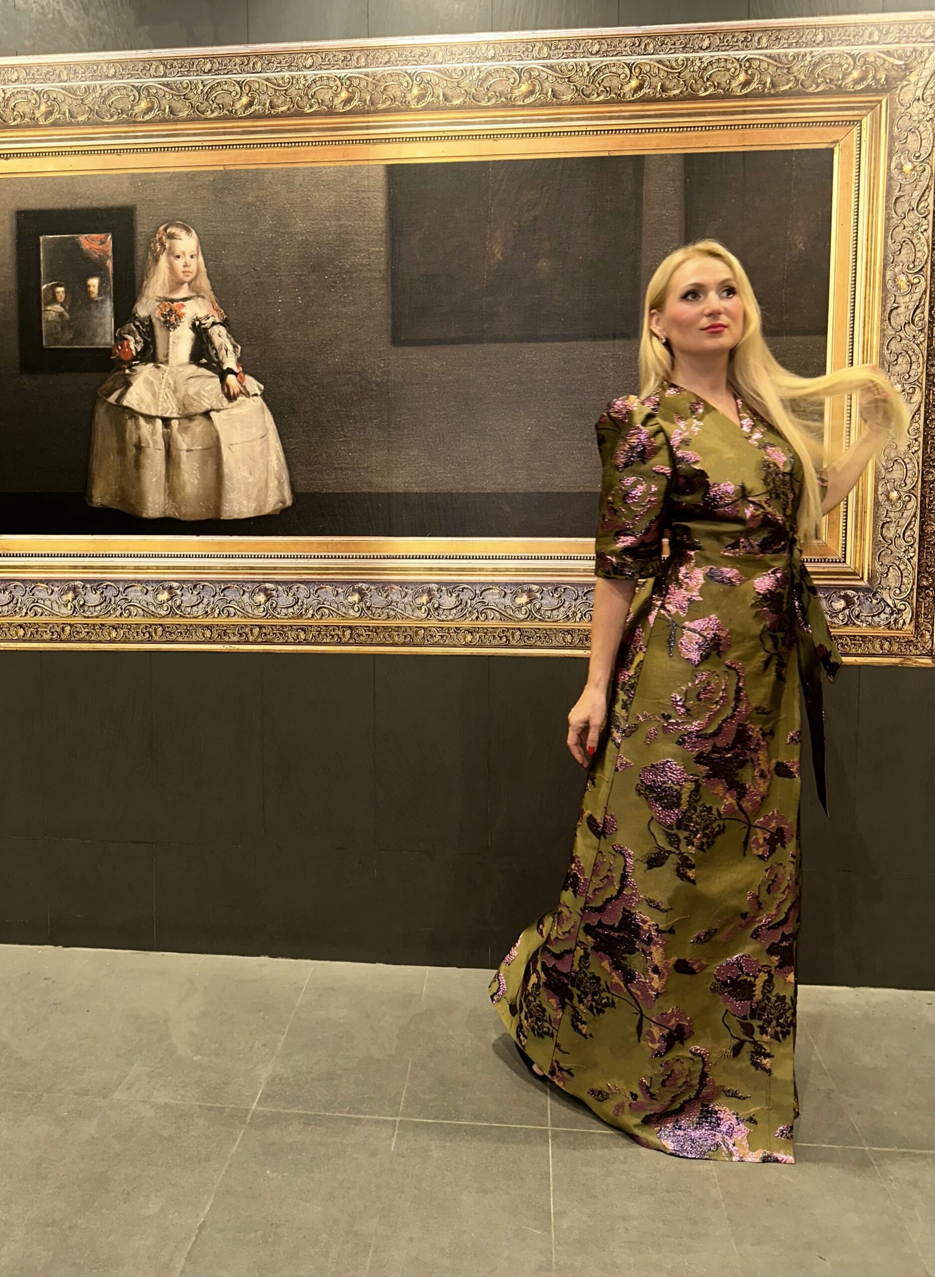 Pistachio plum floral long dress