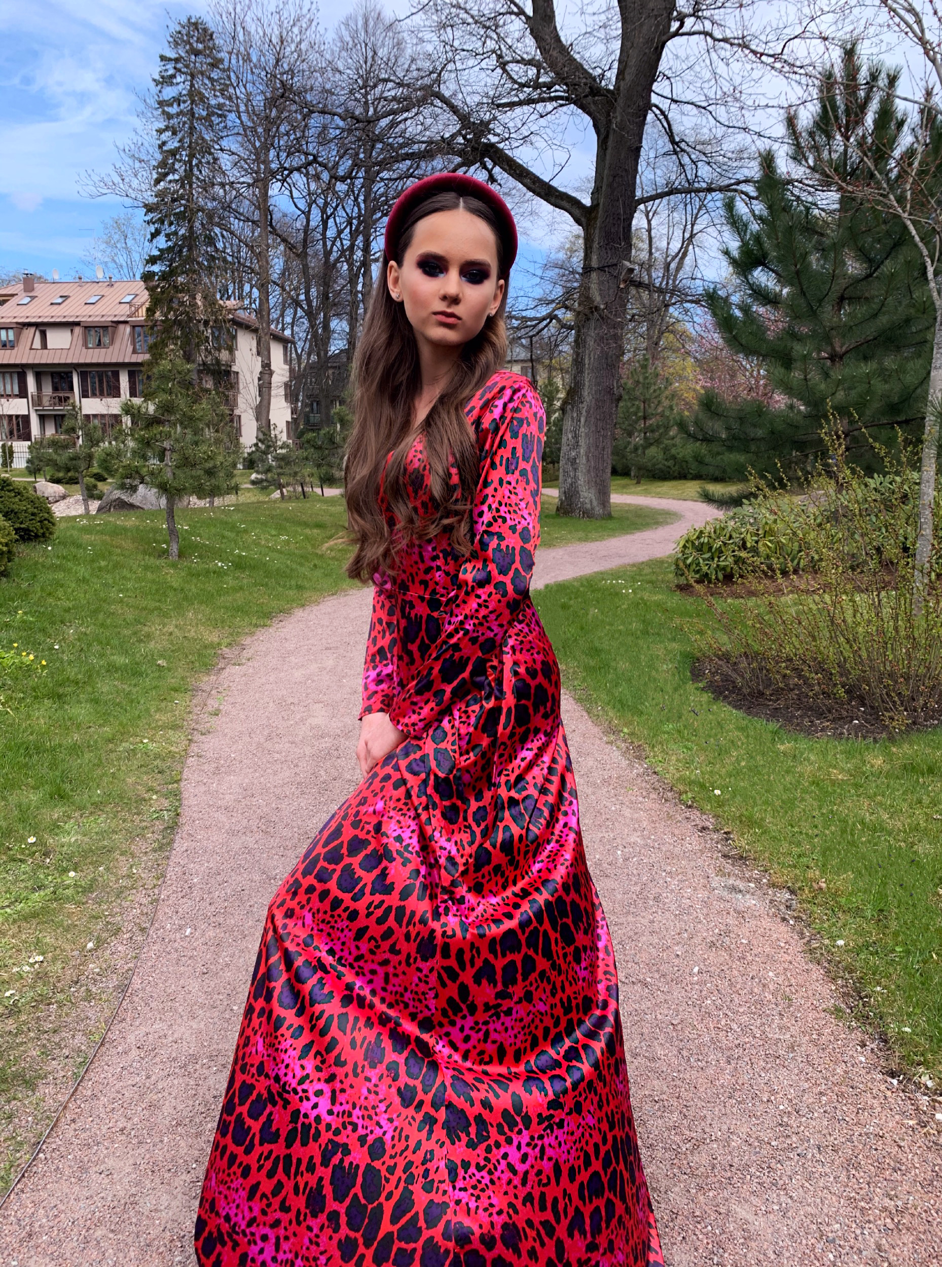 Ruby coloured Leo long dress