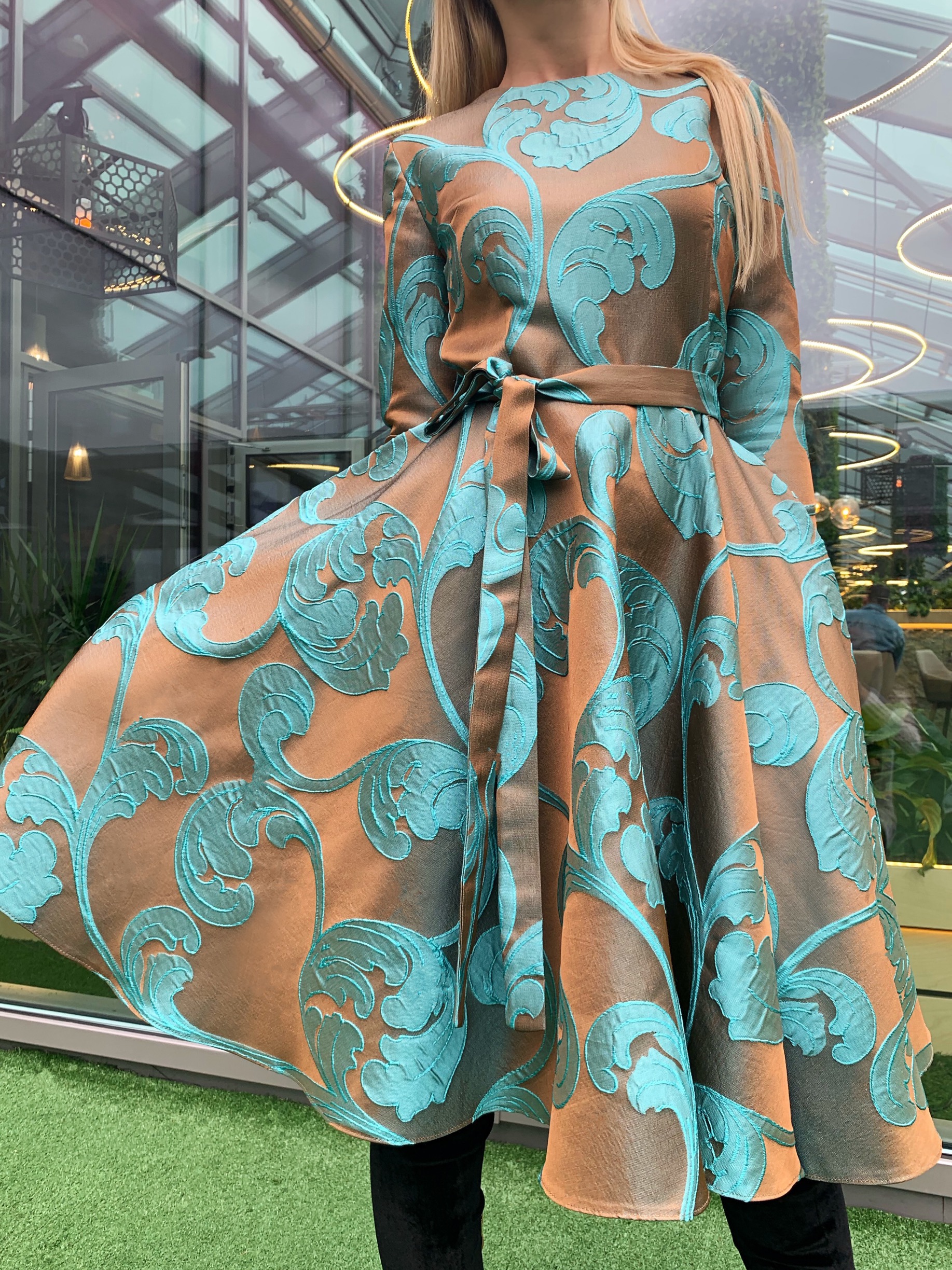Azure & Bronze color dress