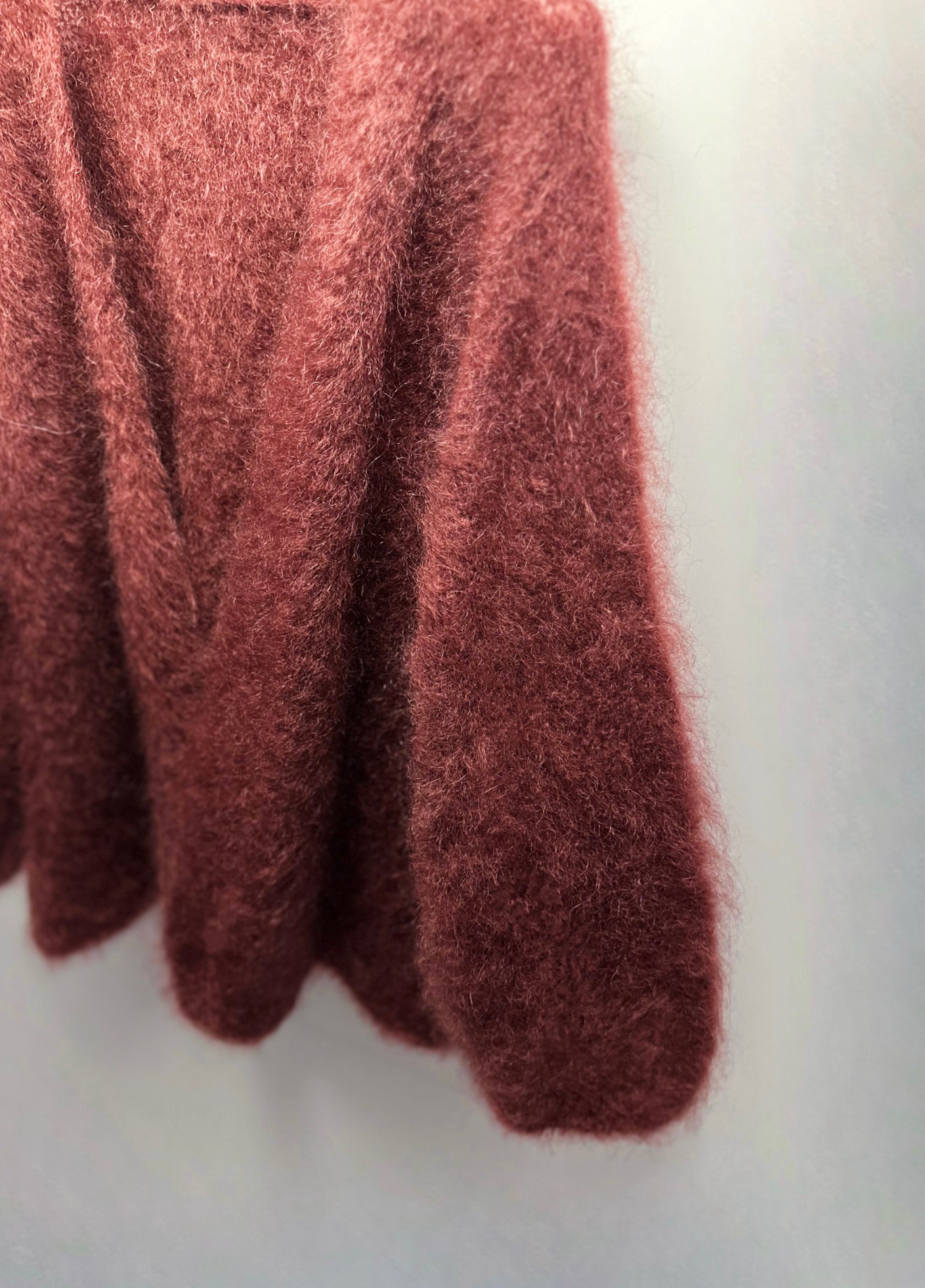 INCREDIBLY SOFT AND WARM Cherry Chocolate CARDIGAN. NATURAL WOOL 81% KID MOHAIR
