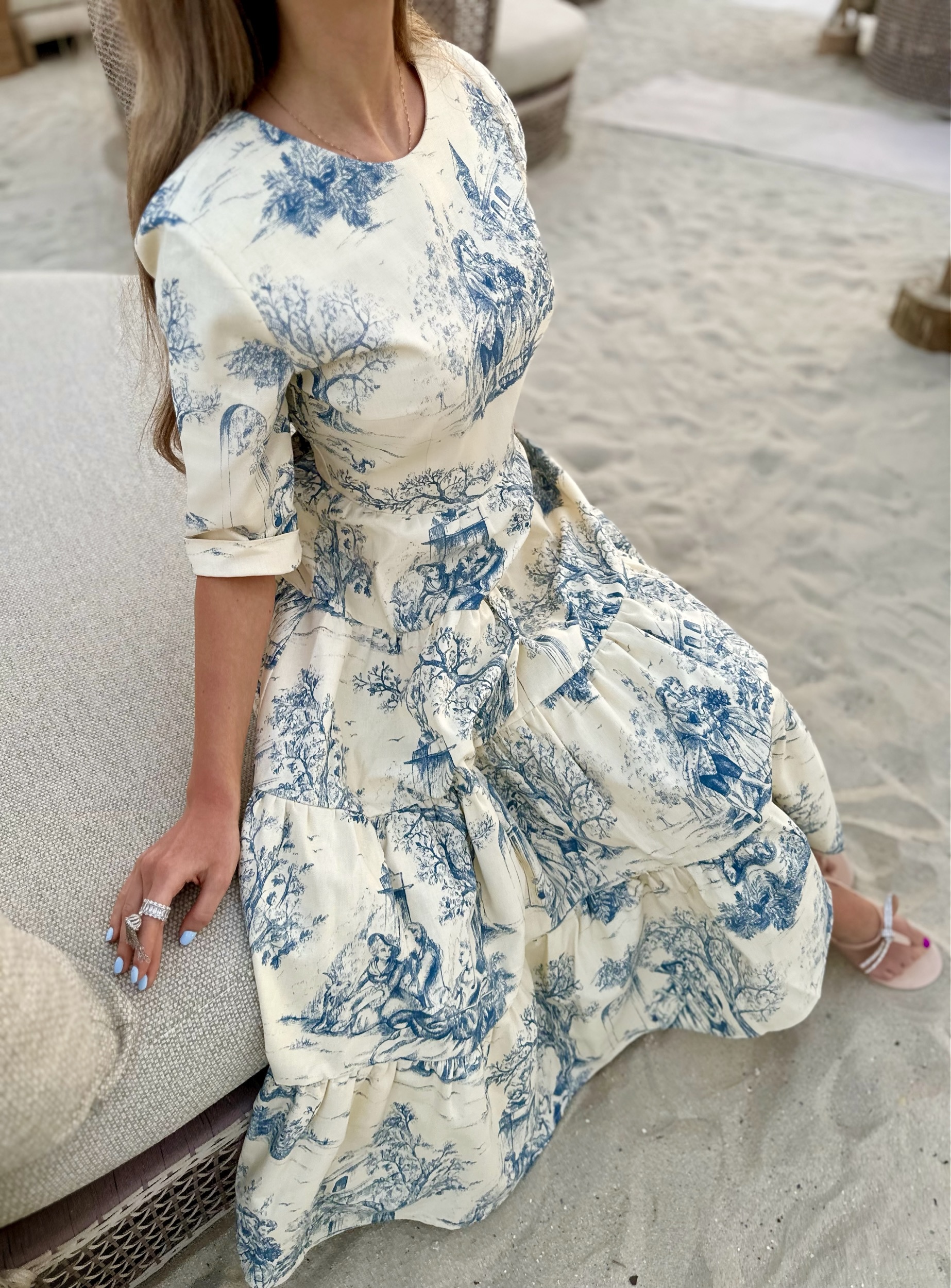 Renaissance creme blue cake dress