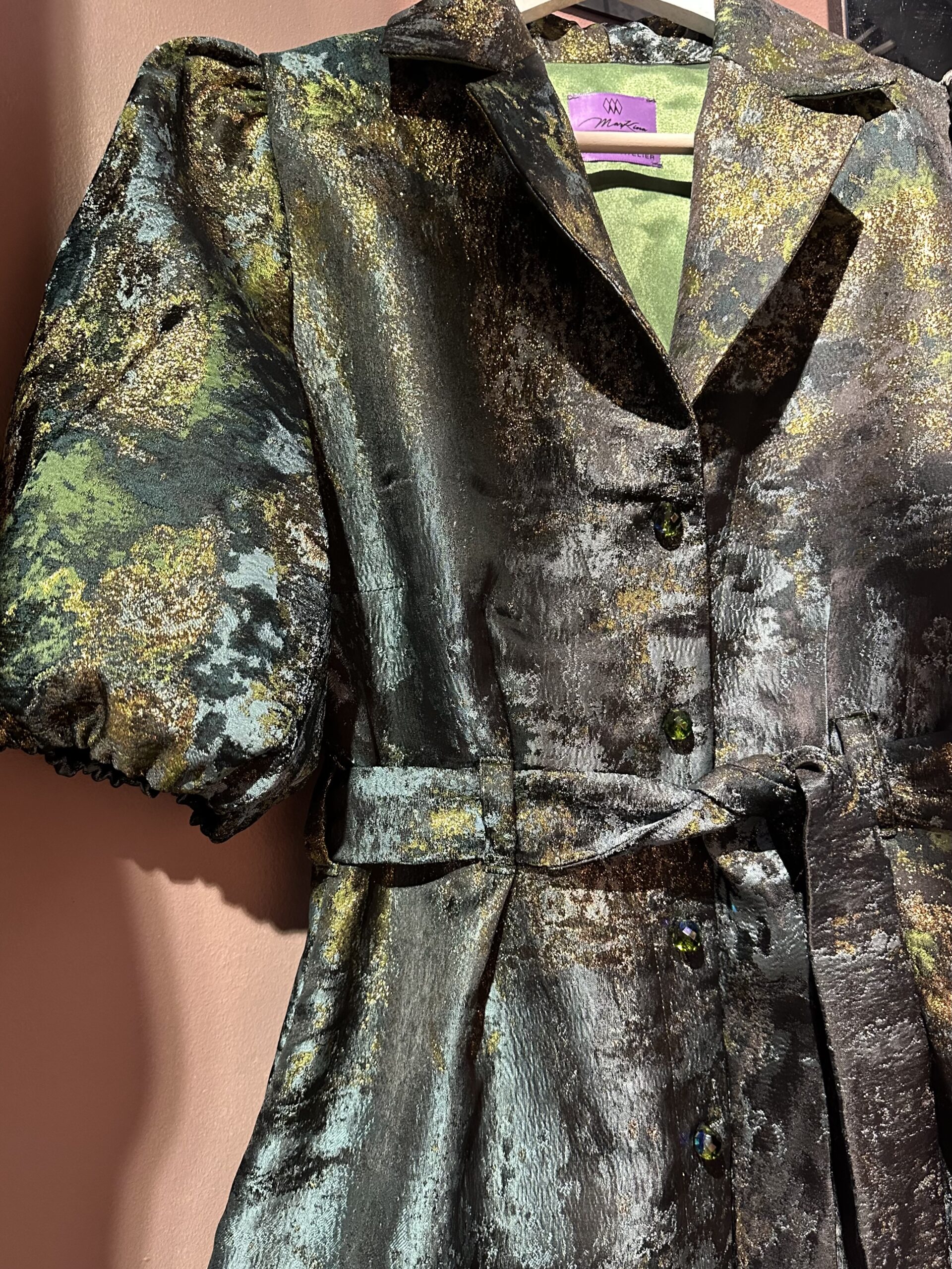 Magnificent colors of nature dress with crystal buttons