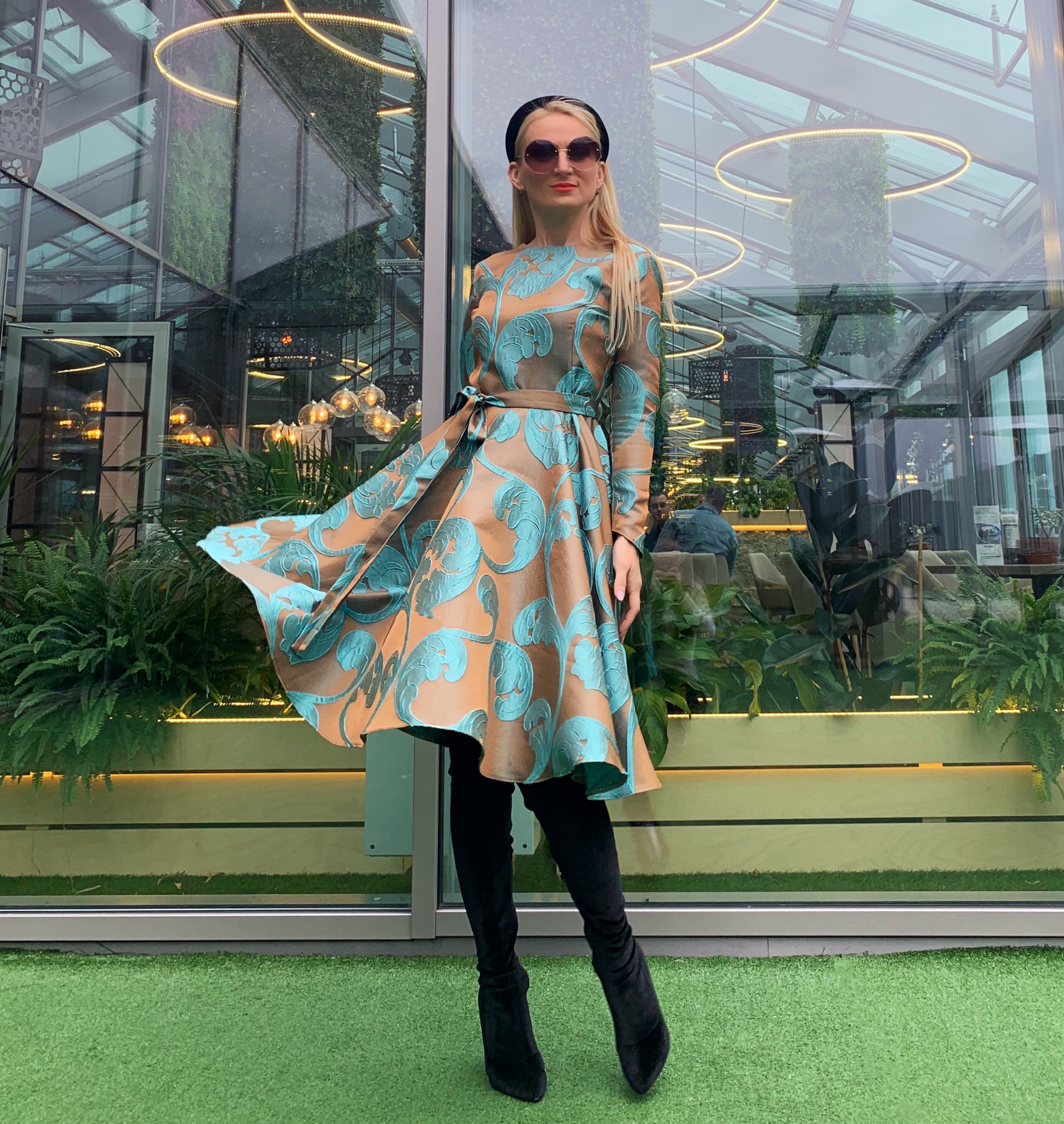 Azure & Bronze color dress