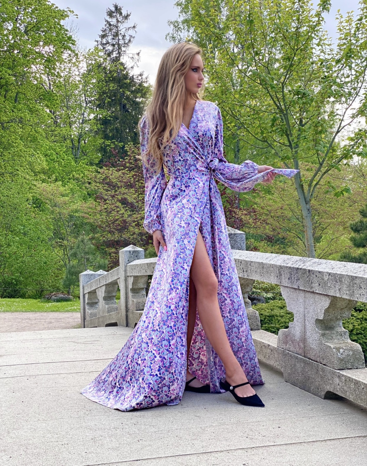 Lavendel Tenderness Silk Long Dress