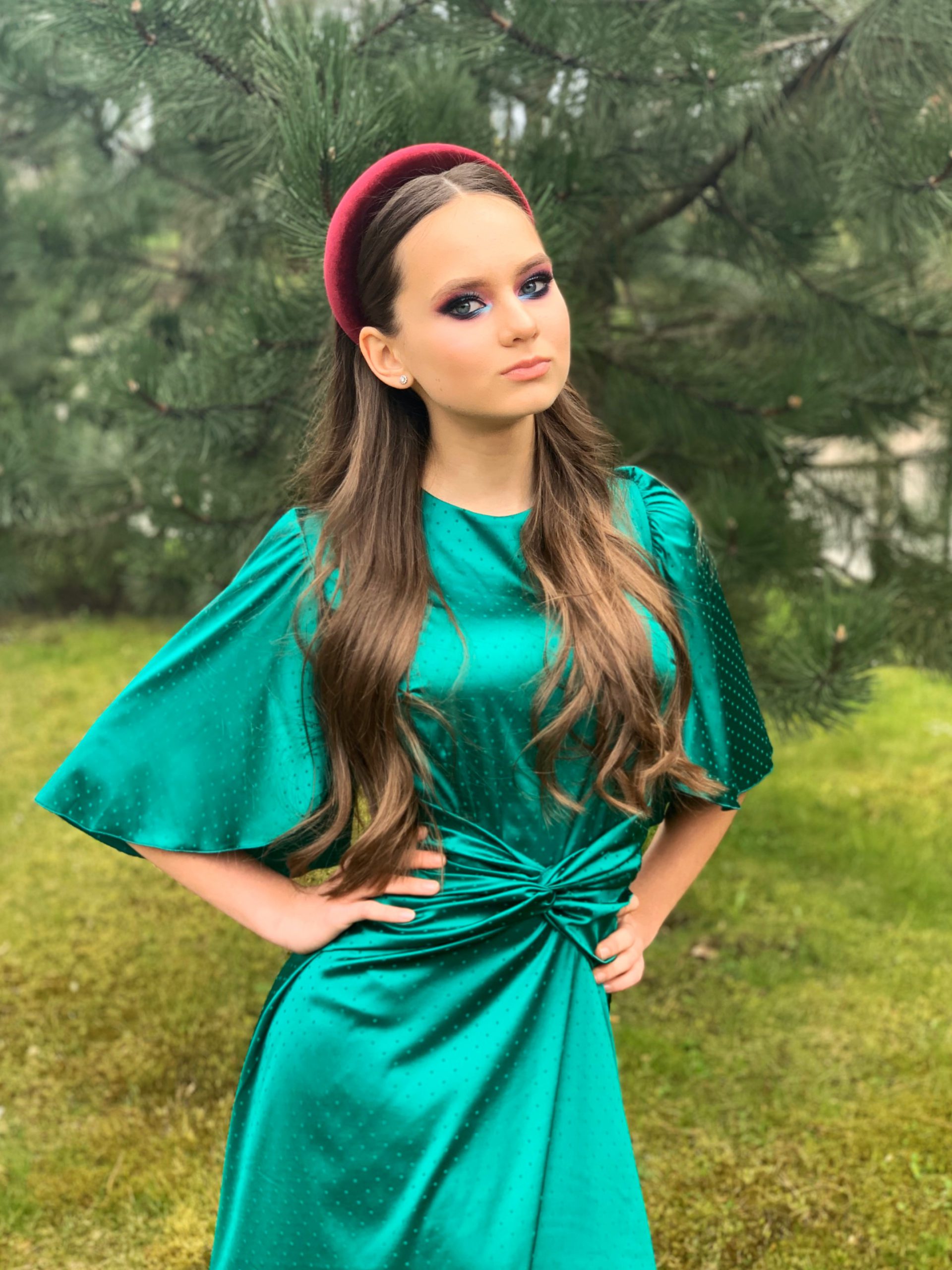 Emerald green long dress
