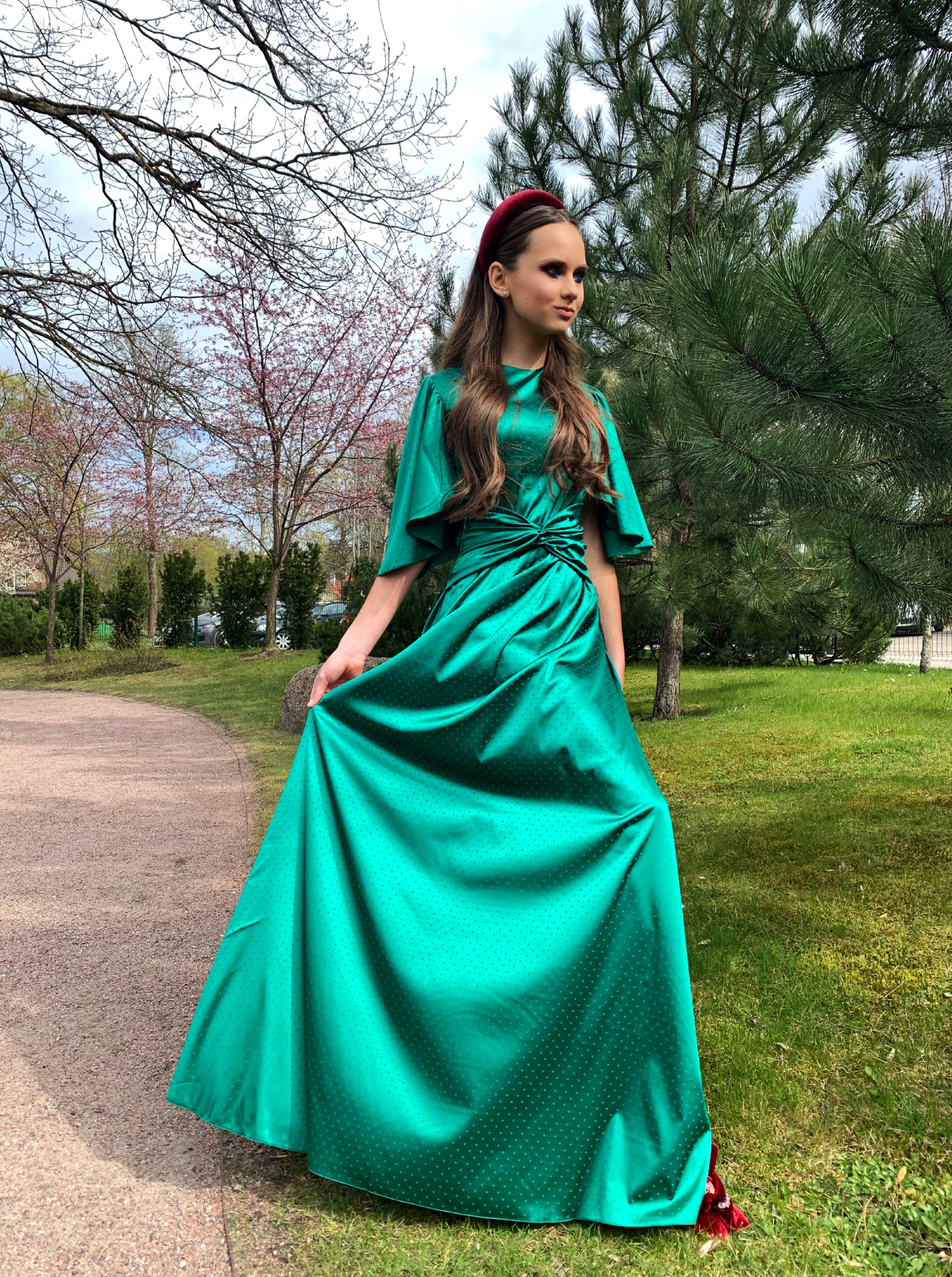 Emerald green long dress