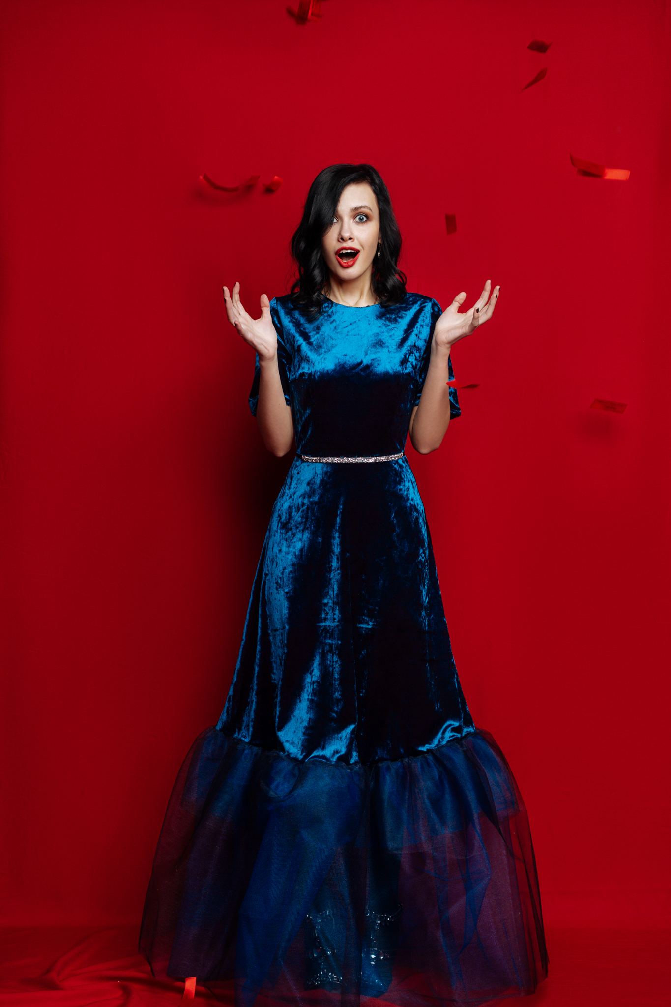 Royal blue velvet dress