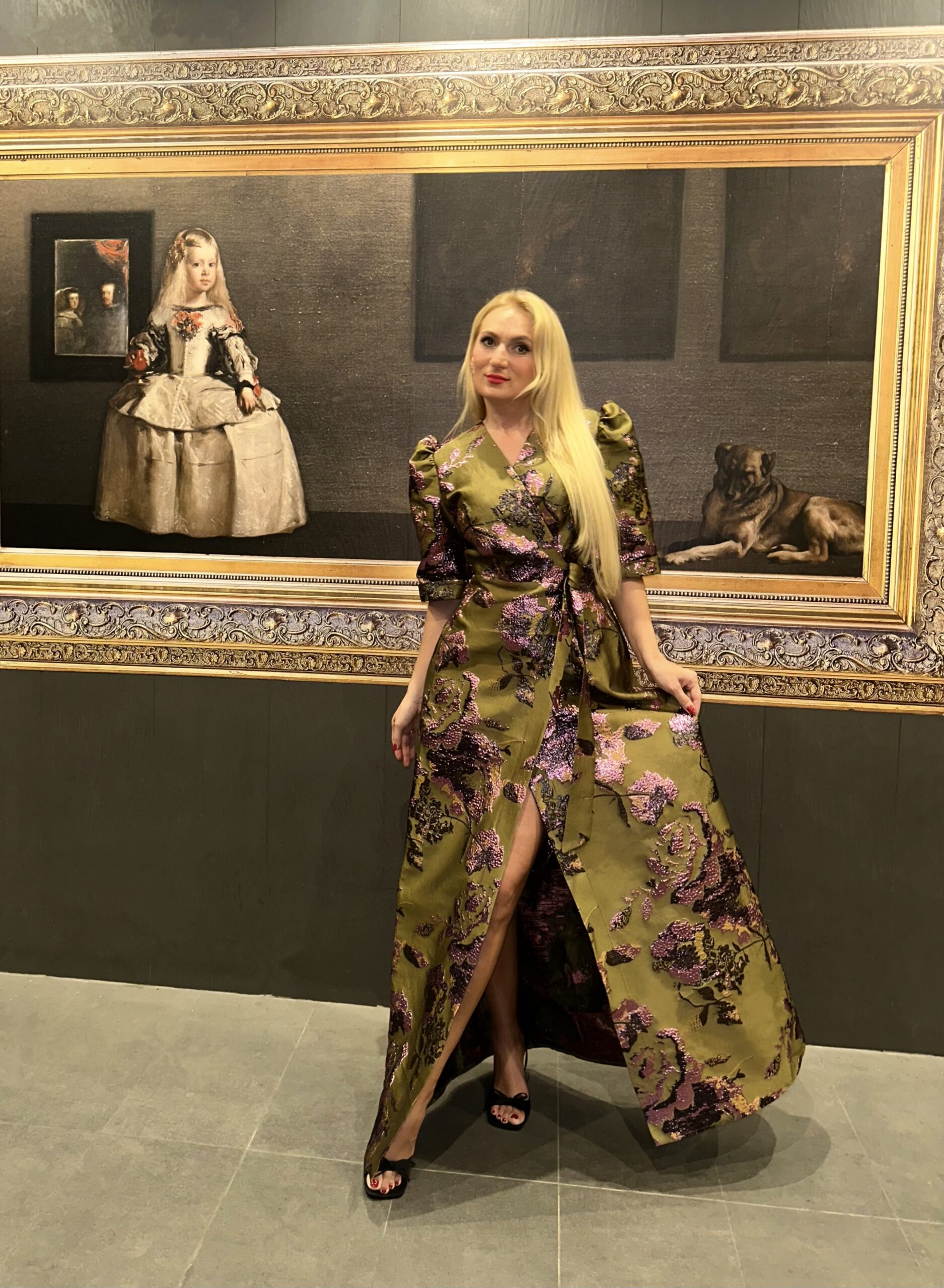 Pistachio plum floral long dress