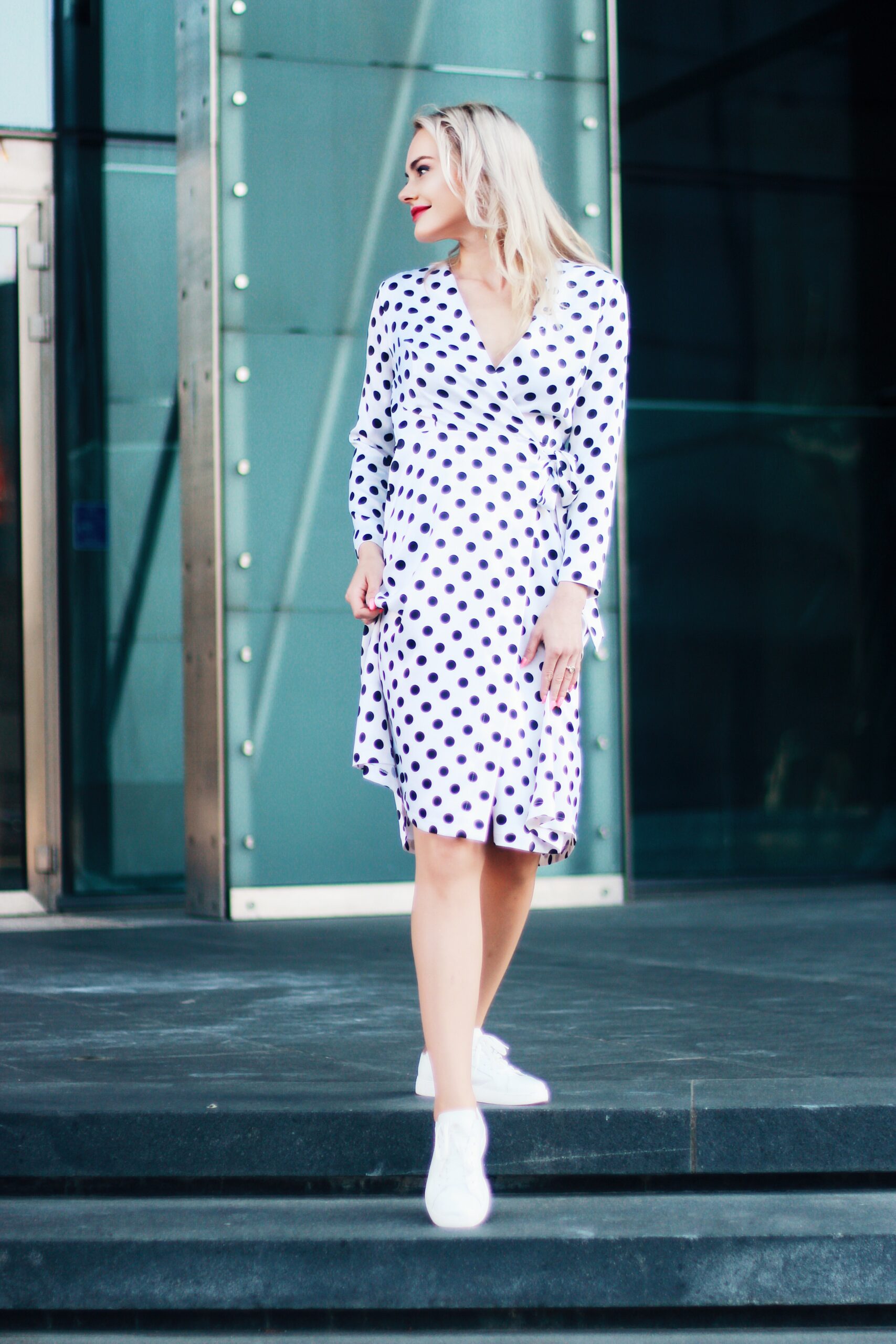 White polka dot dress