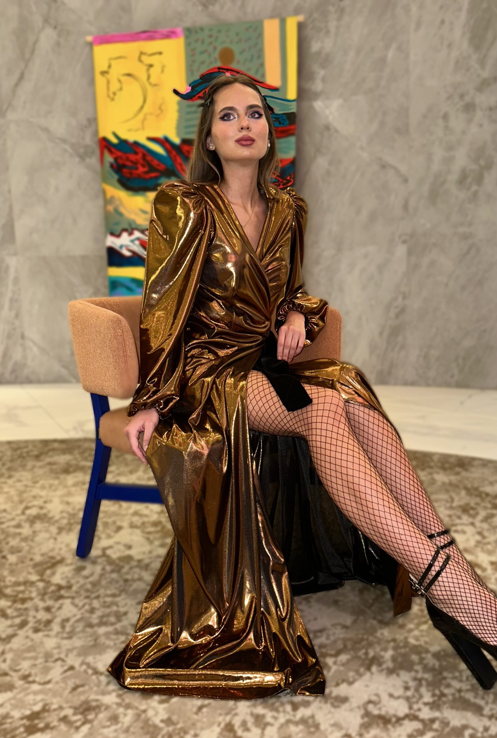 Stunning liquid gold long dress