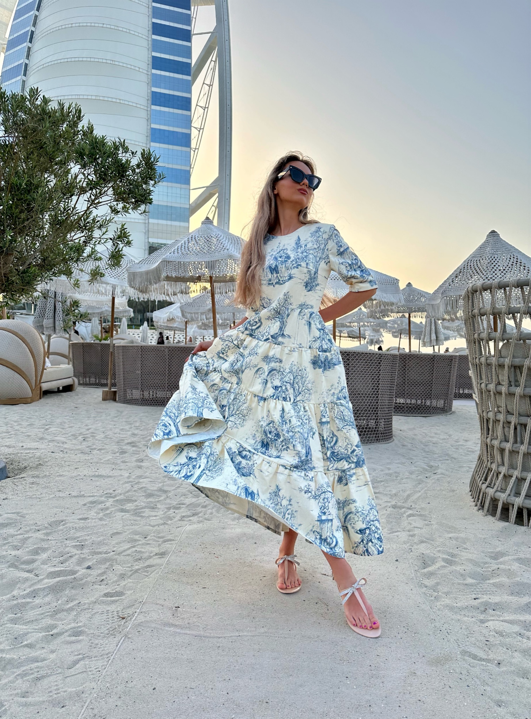 Renaissance creme blue cake dress