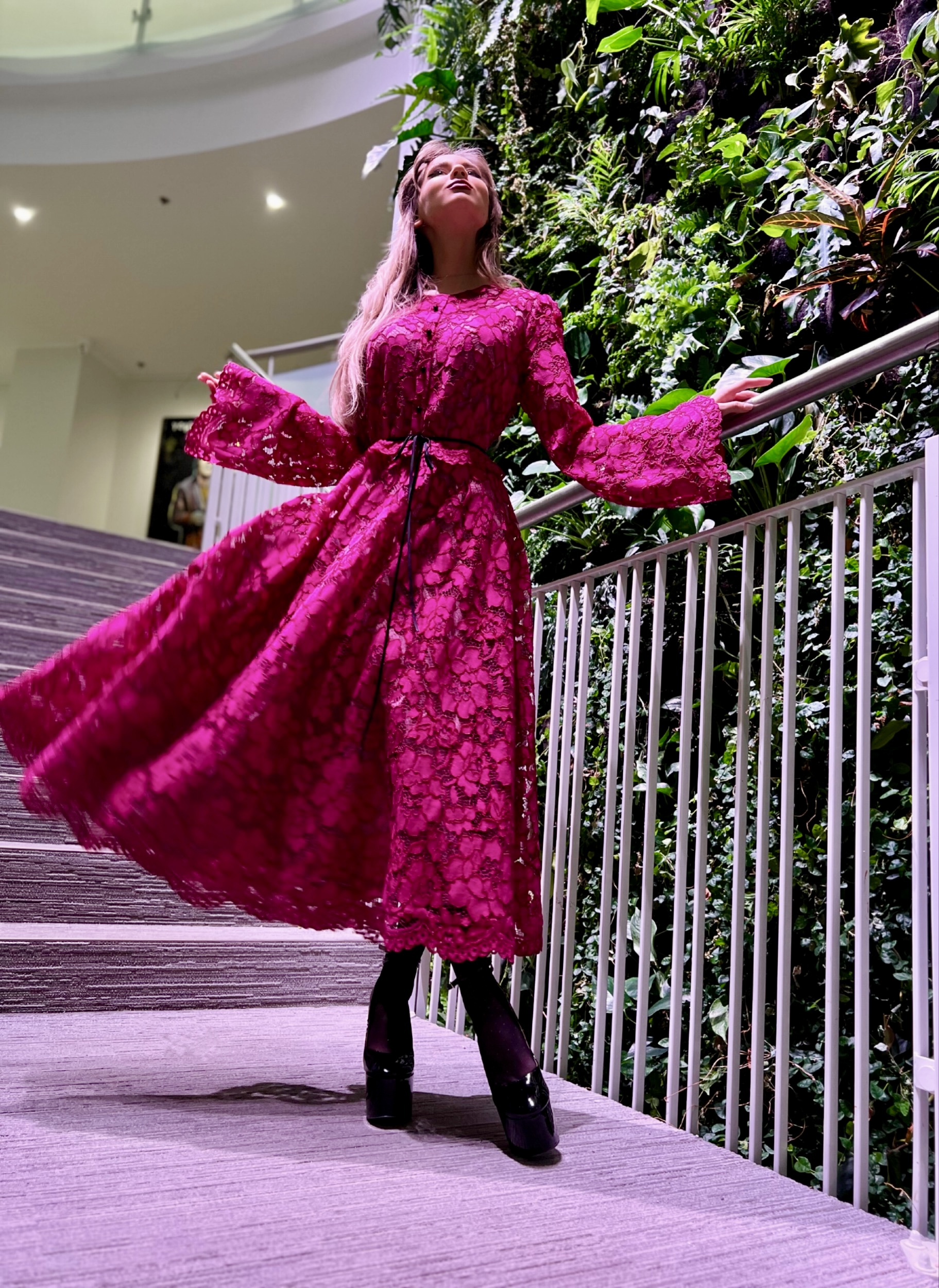 Raspberry fuchsia lux lace dress