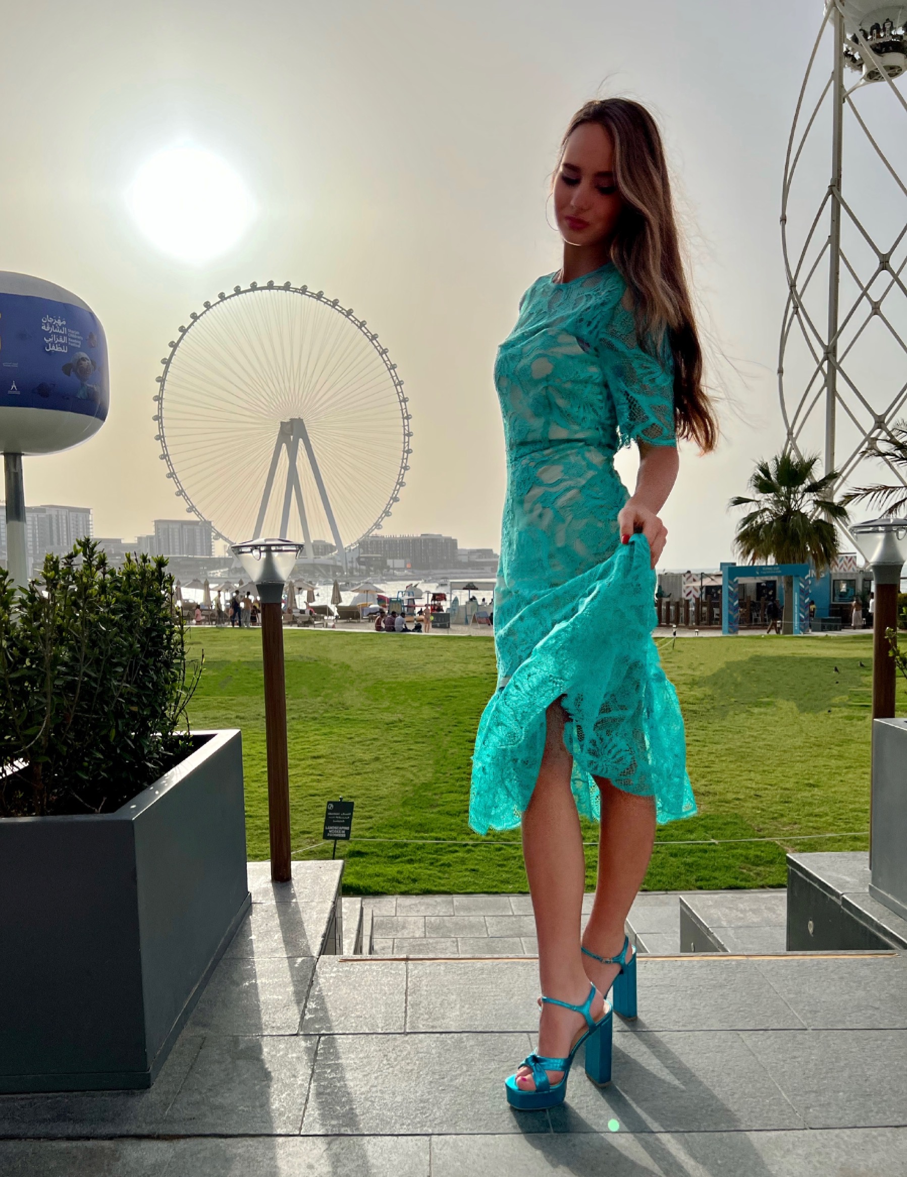 Tender azure lace dress