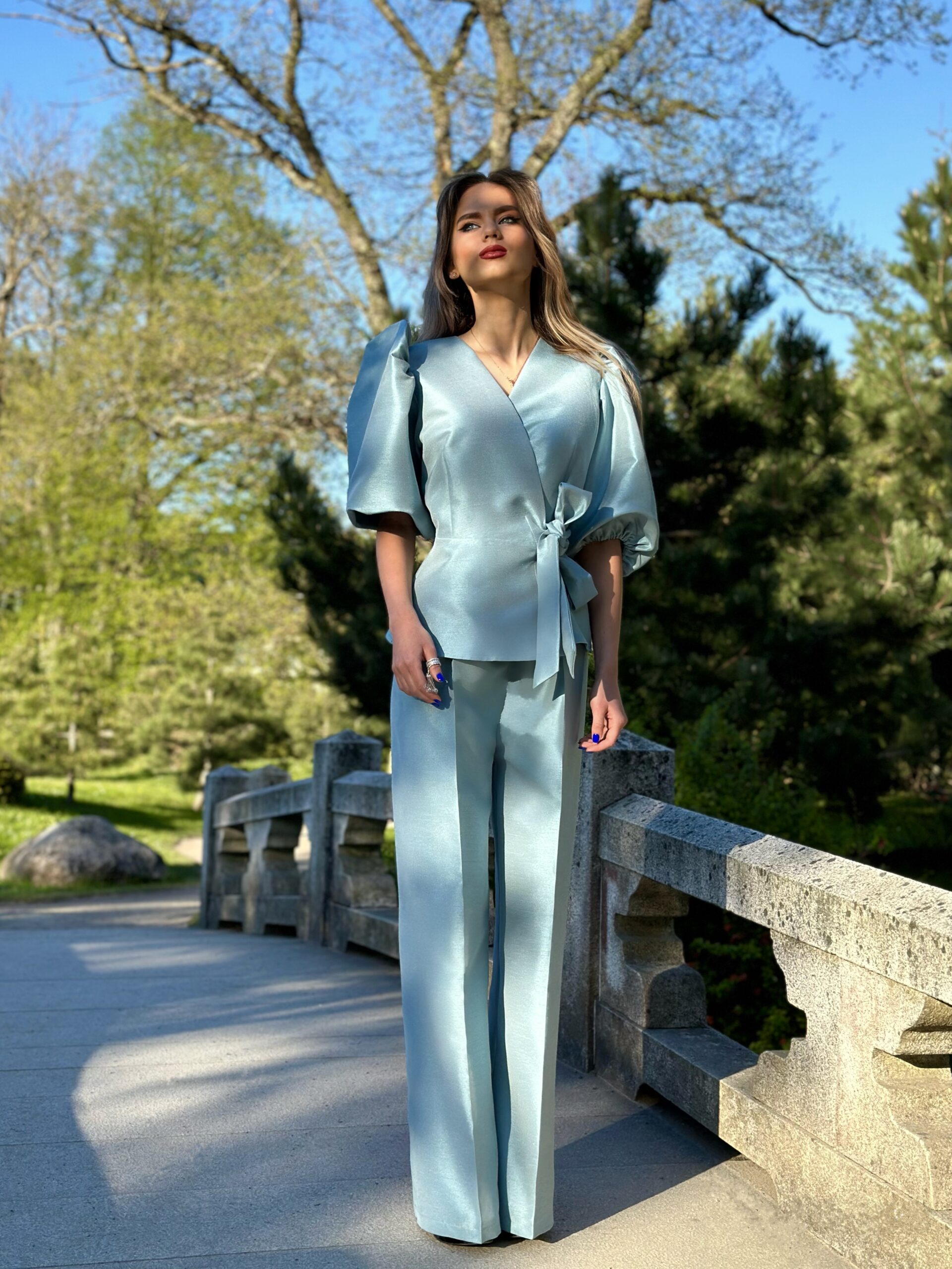 Silk mint color costume