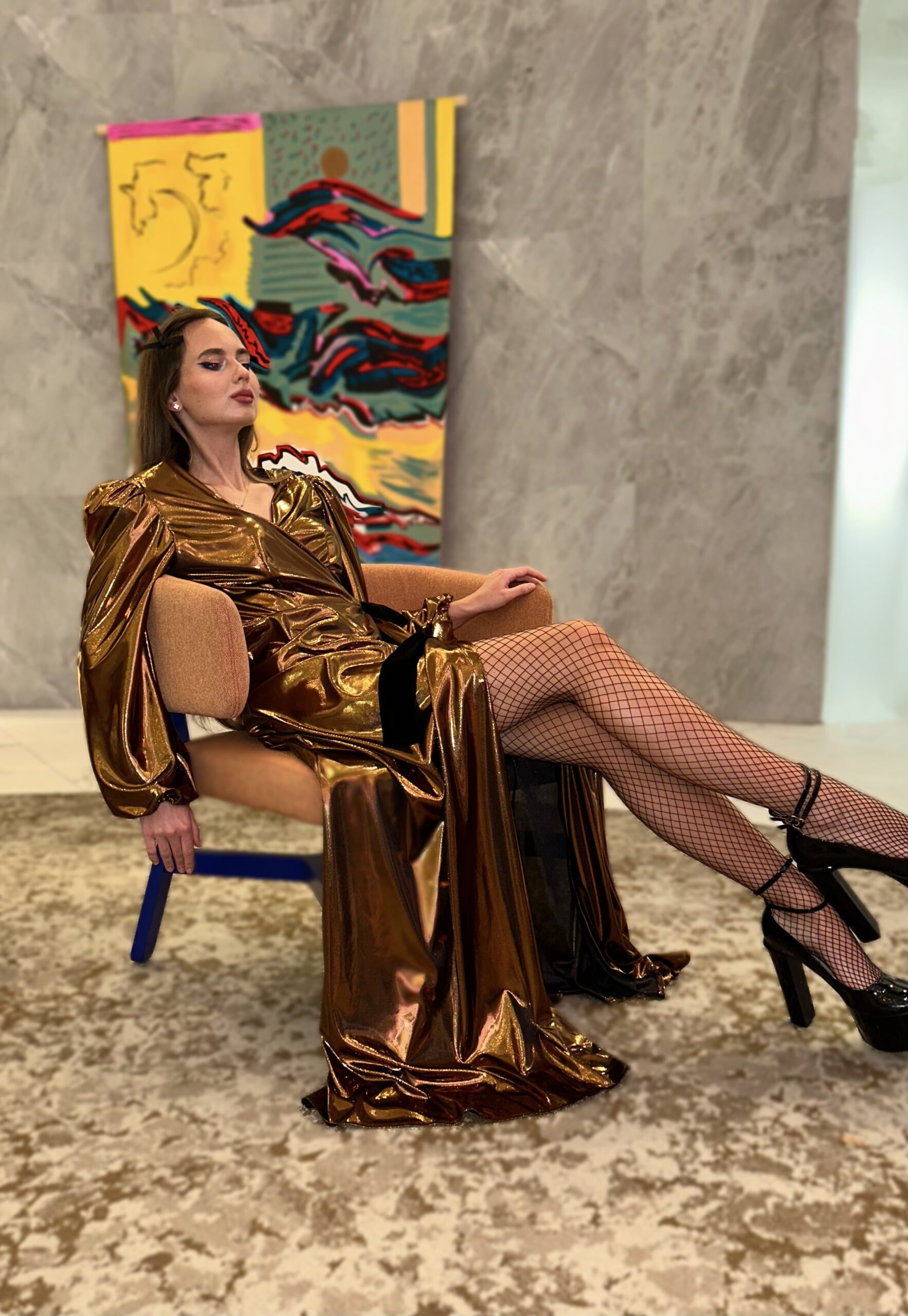 Stunning liquid gold long dress