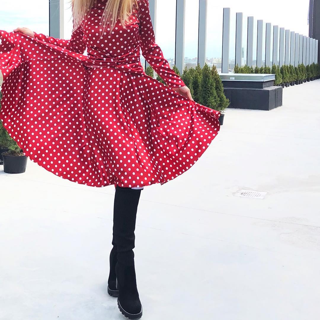 Red polka dot dress