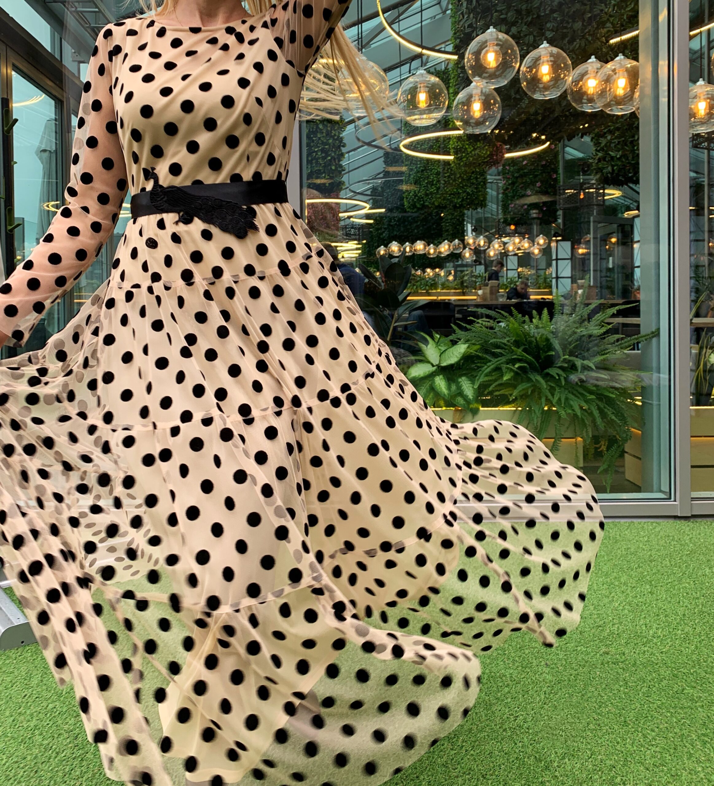 Velvet polka dot dress