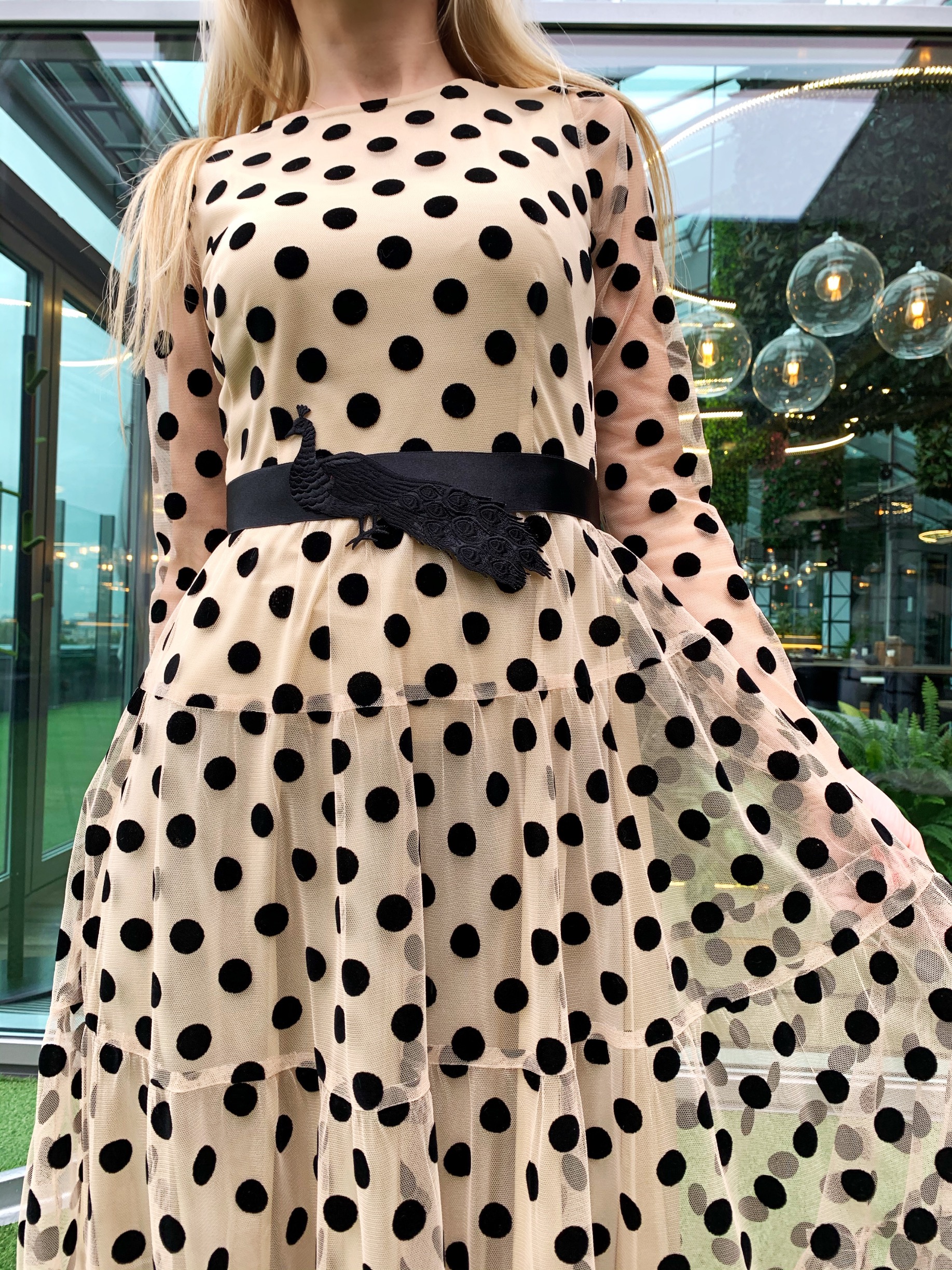 Velvet polka dot dress