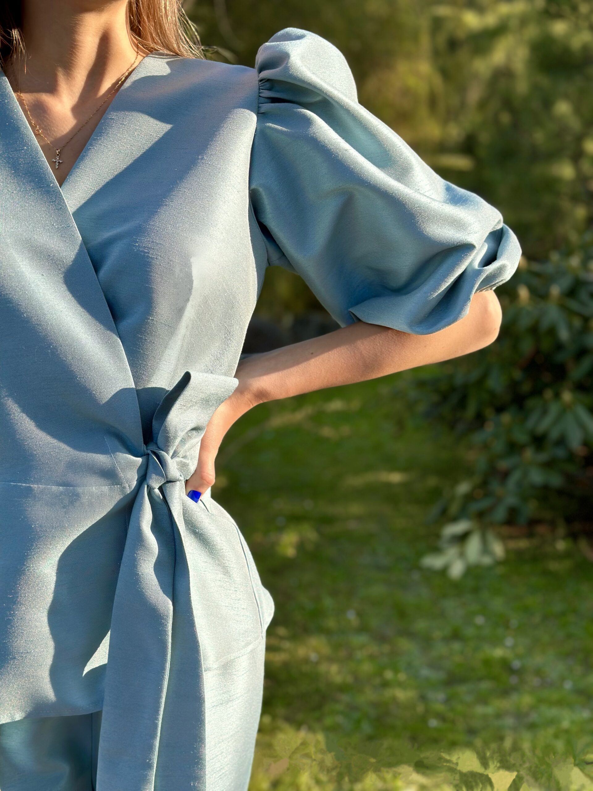 Silk mint color costume