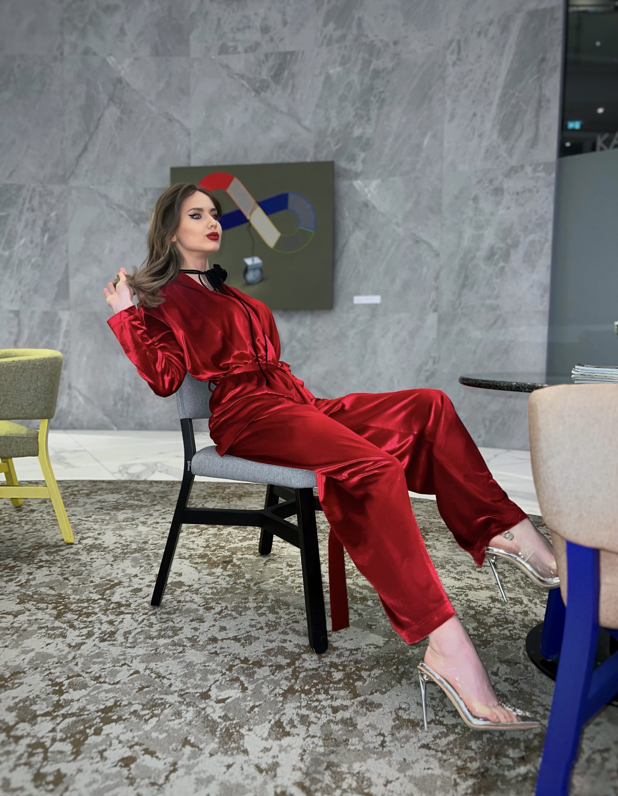 Love red silk samet costume