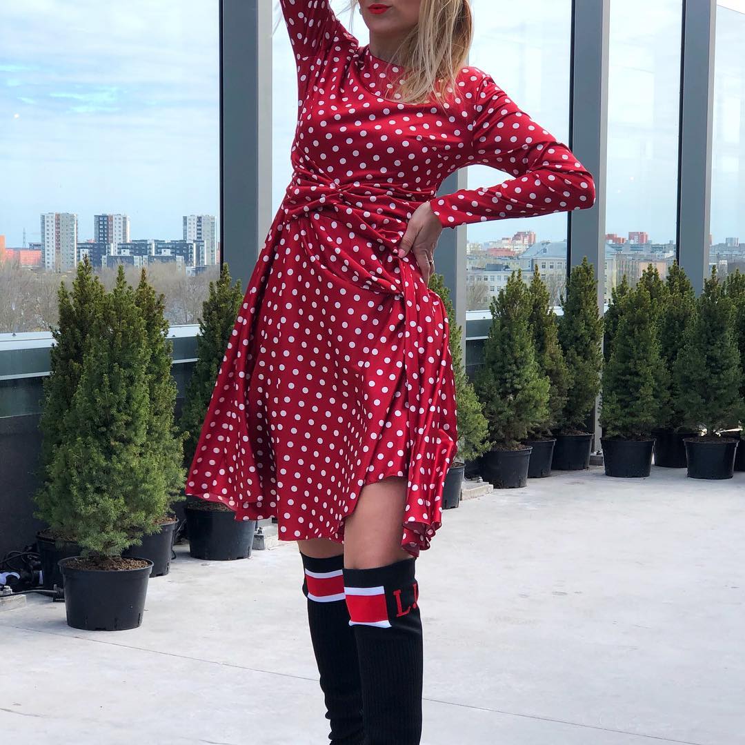 Red polka dot dress