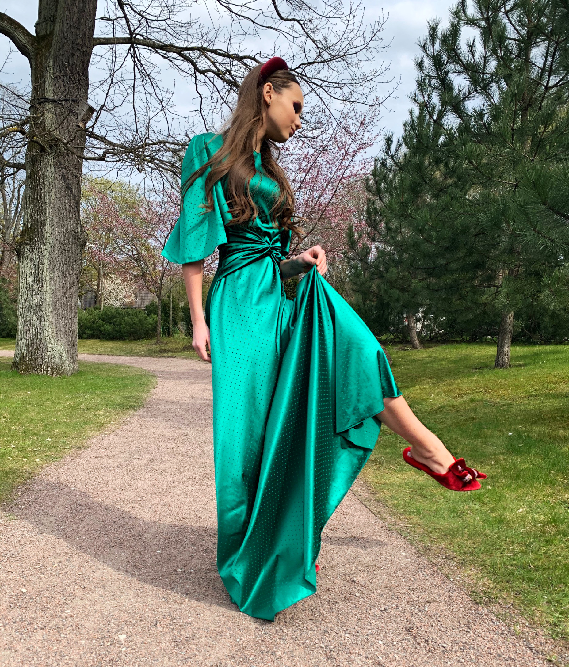 Emerald green long dress