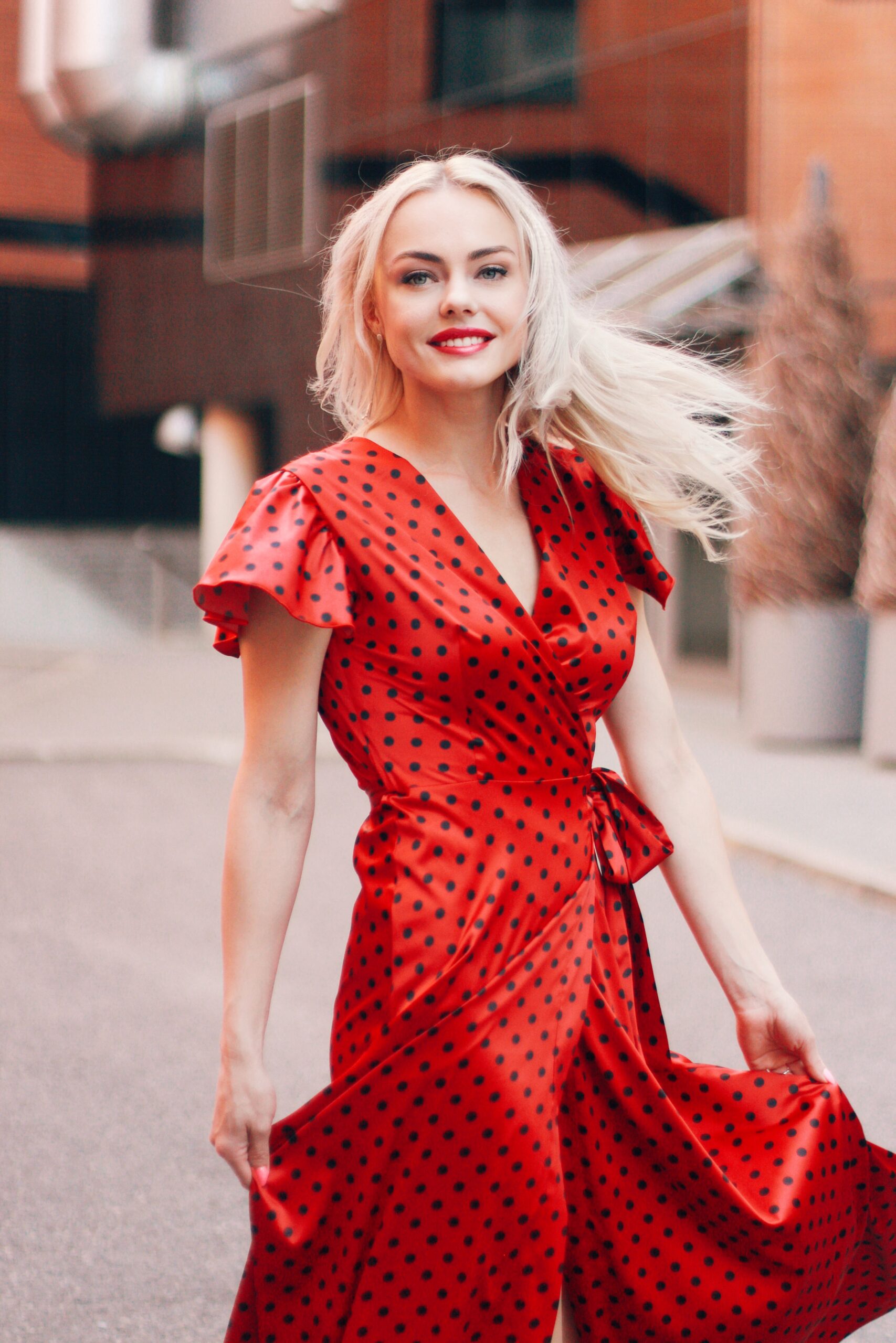 Red polka dot dress