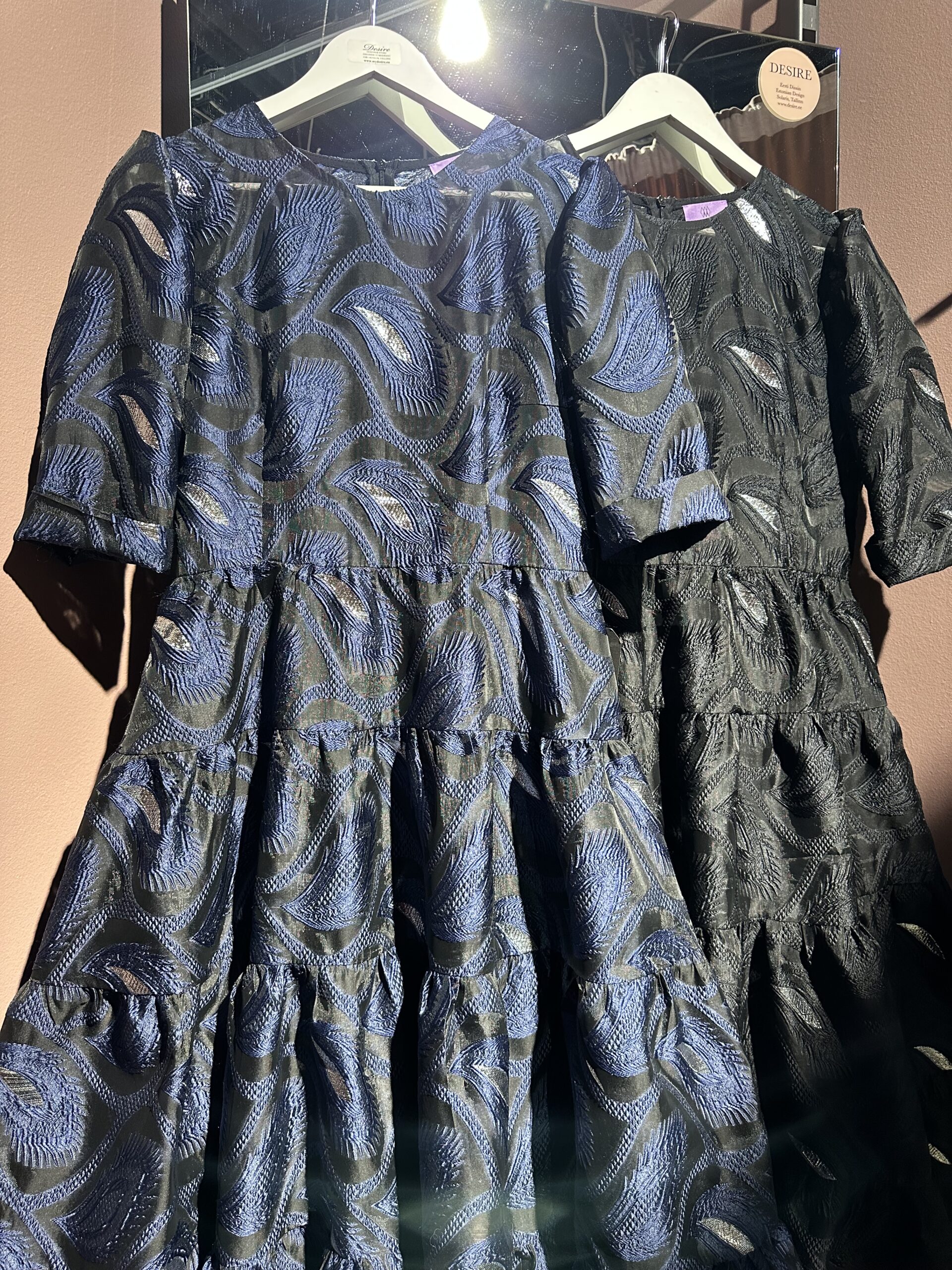Black and Navy color fluffy ruffles (with an underdress)