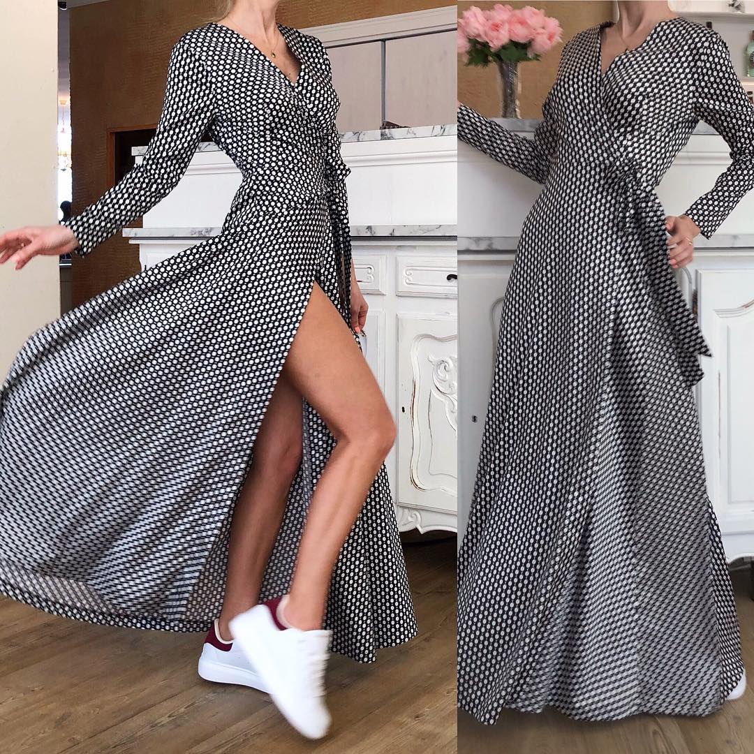 Black and white long dress