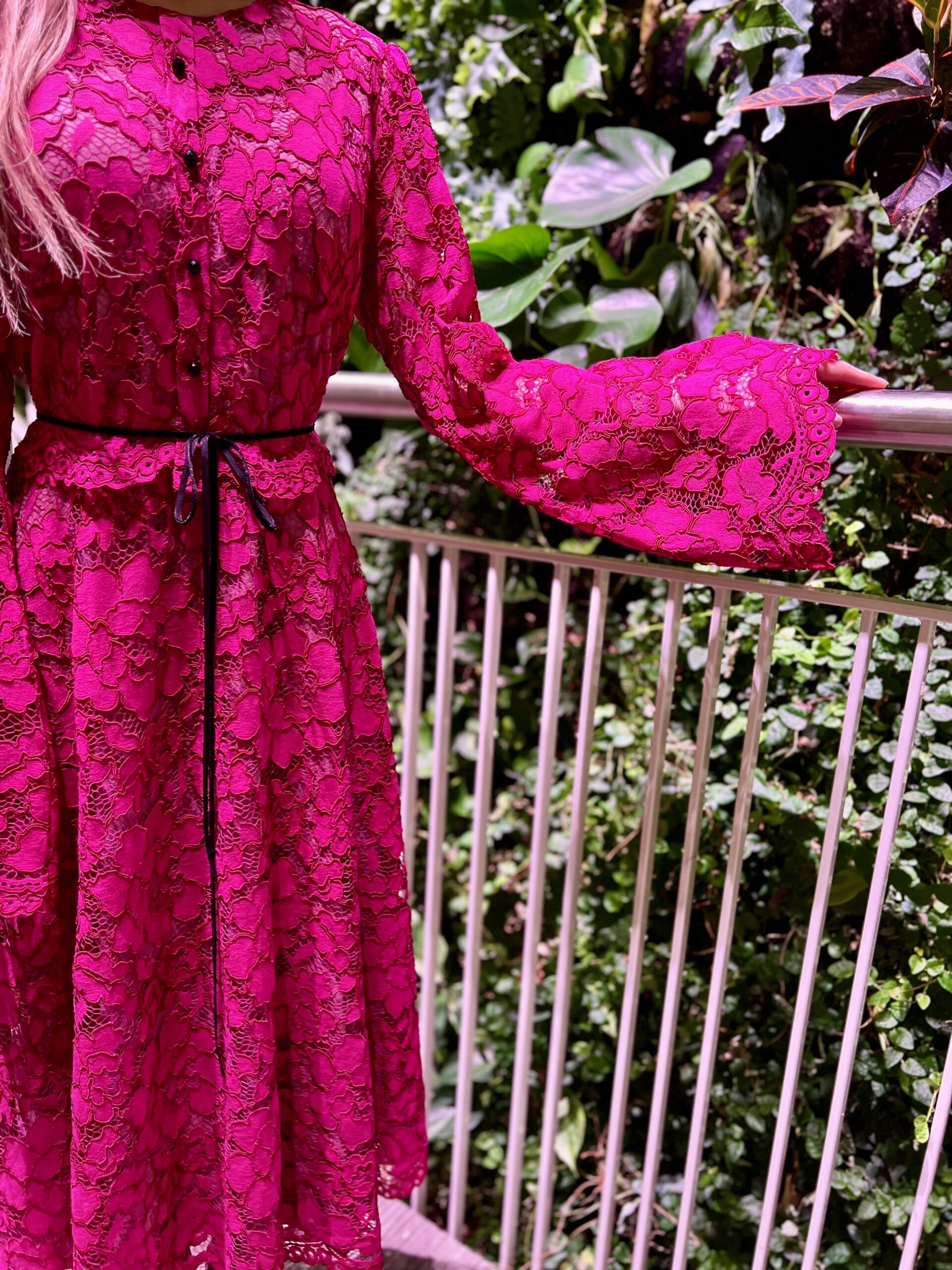 Raspberry fuchsia lux lace dress