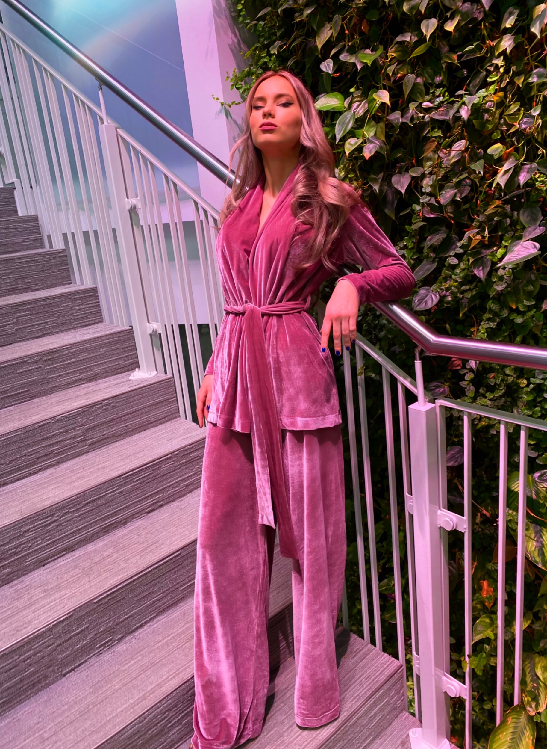 Velvet blush rose costume