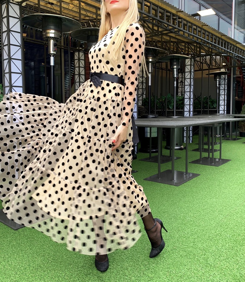 Velvet polka dot dress