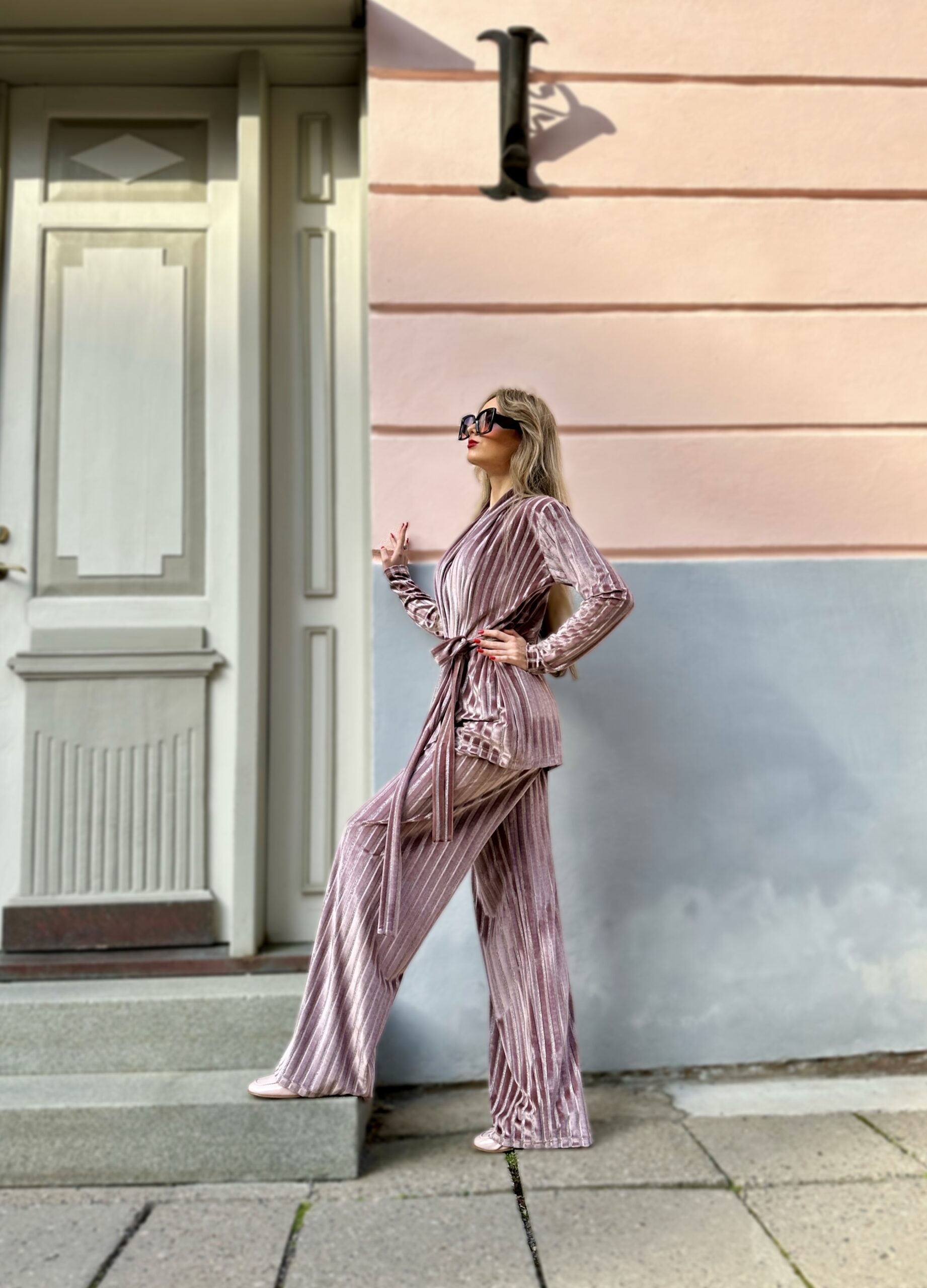 Fantastic blush rose velvet costume