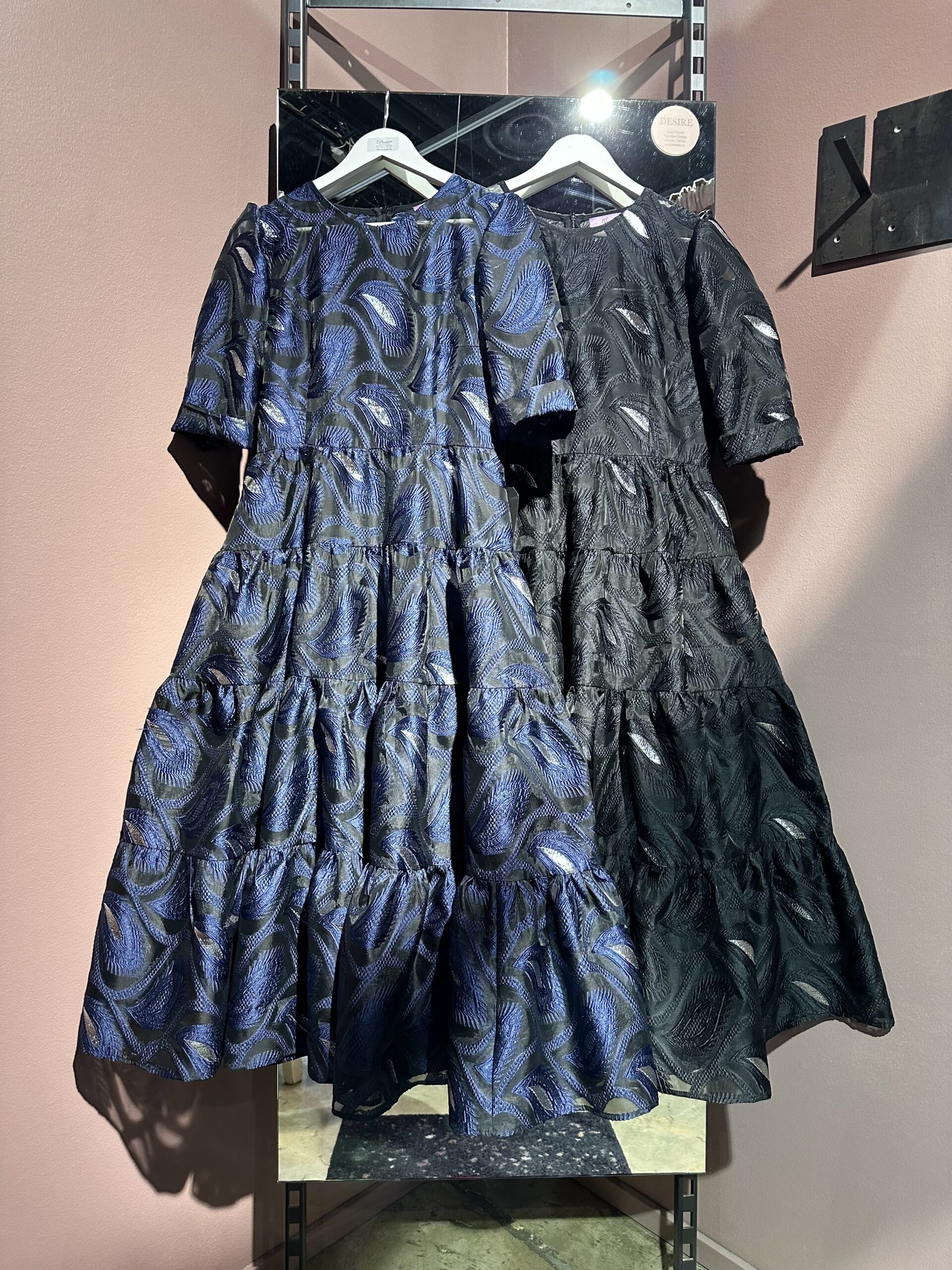 Black and Navy color fluffy ruffles (with an underdress)