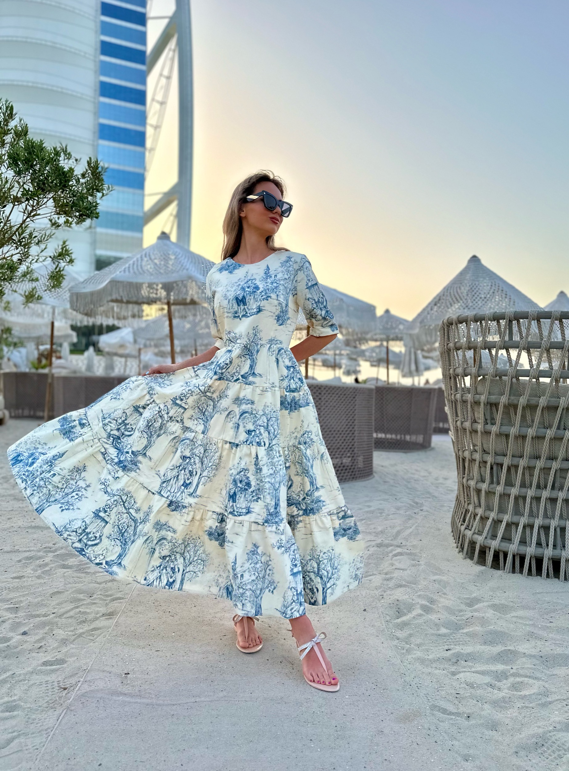 Renaissance creme blue cake dress