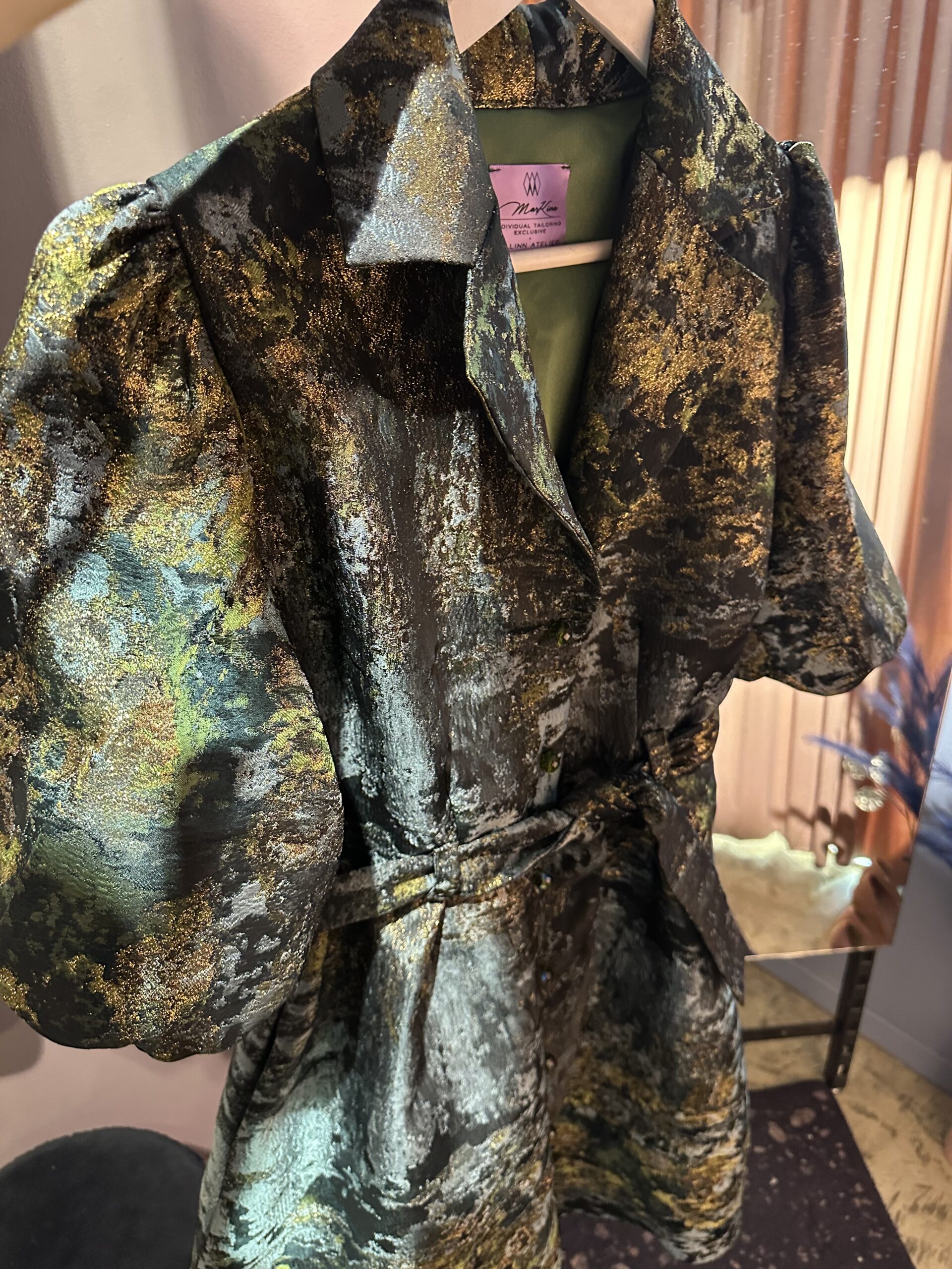 Magnificent colors of nature dress with crystal buttons