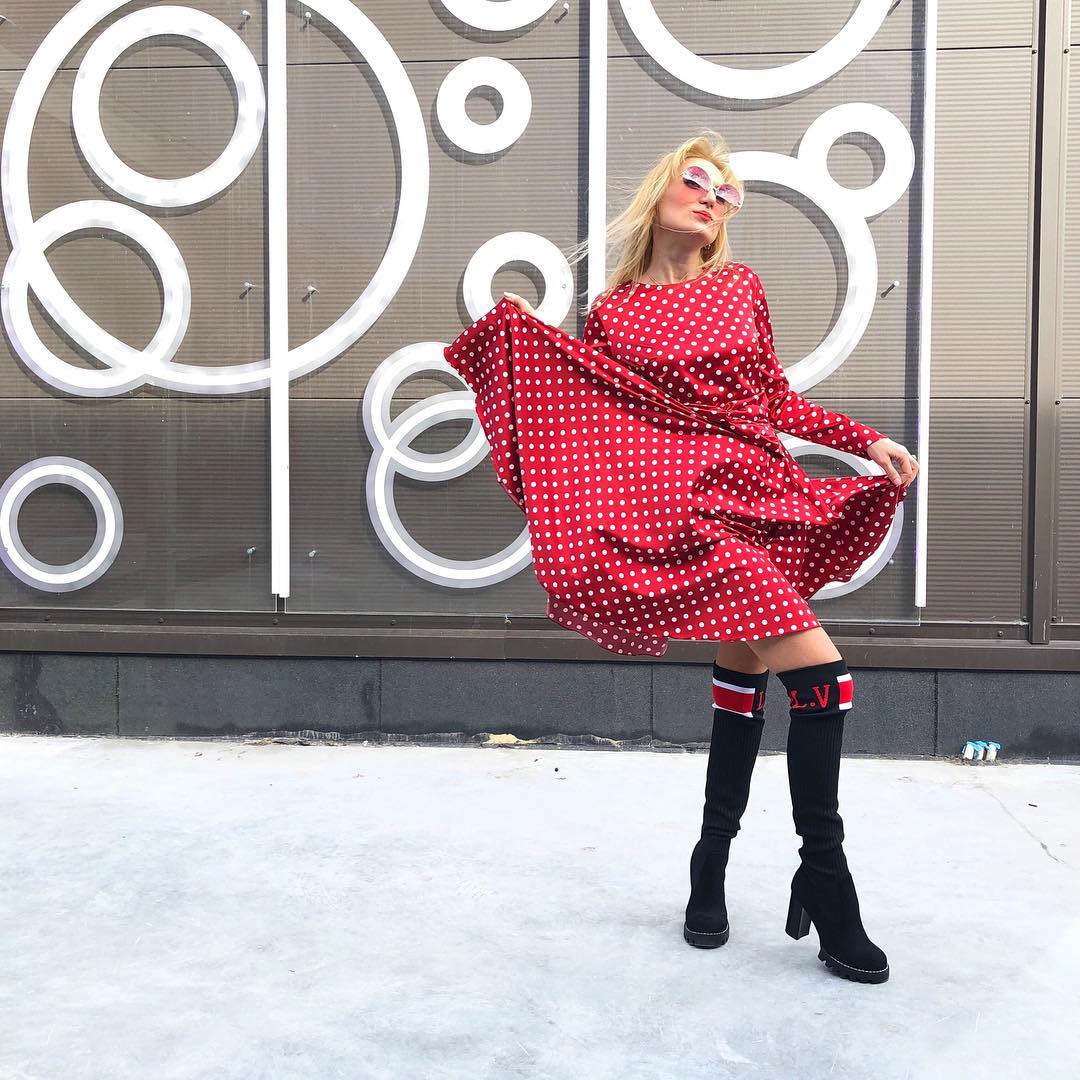 Red polka dot dress