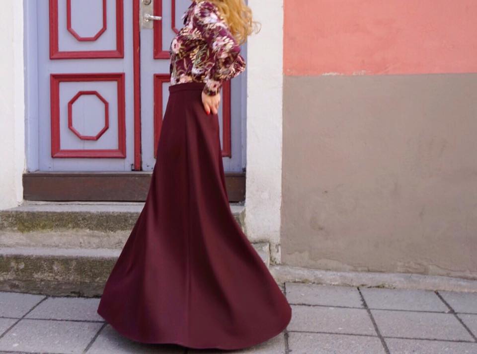 Long burgundy skirt